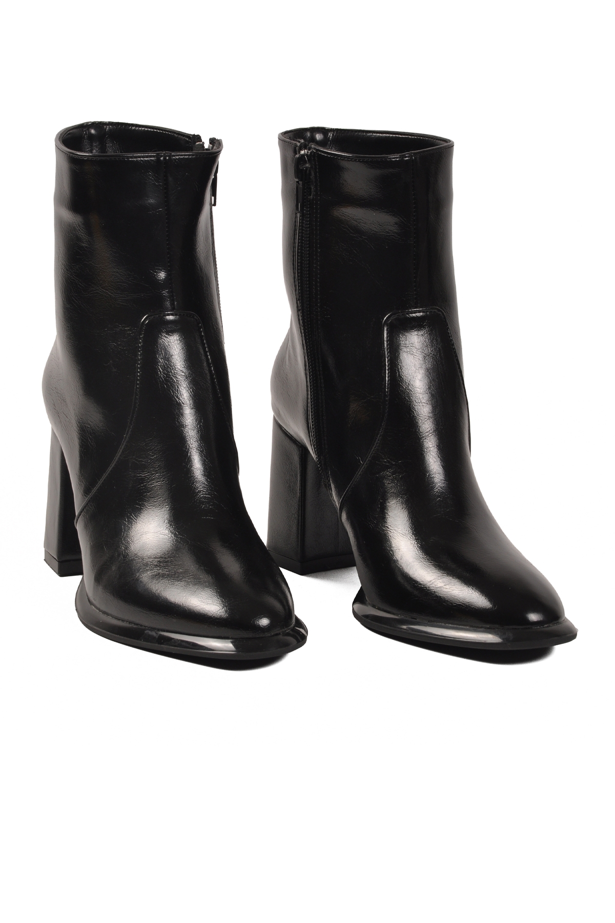 Ventes Ventes Siyah Kırışık Polarlı Fermuarlı Kadın Topuklu Bot | Flo Siyah - 4. görsel