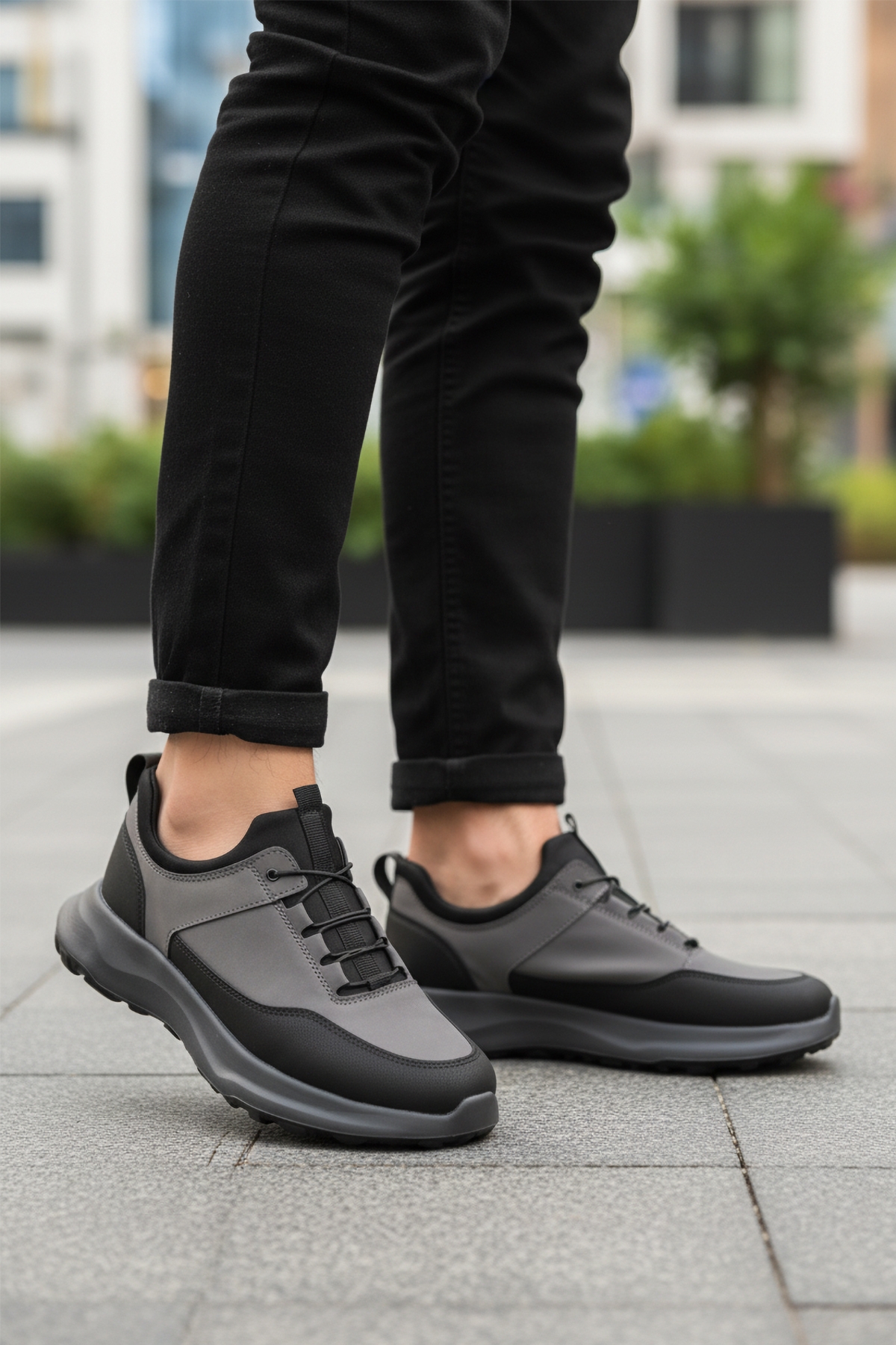 Conteyner Conteyner Gri Füme Lastik Bağcıklı Erkek Casual Ayakkabı | Flo Gri - 4. görsel