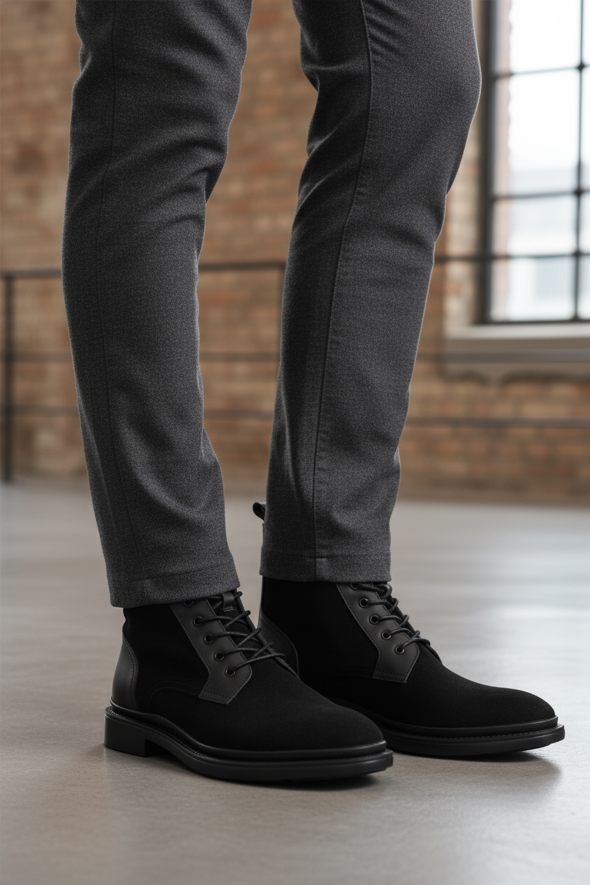 A Spor A Spor Aspor Siyah Süet Hakiki Deri Bağcıklı Erkek Klasik Bot | Flo Siyah - 4. görsel