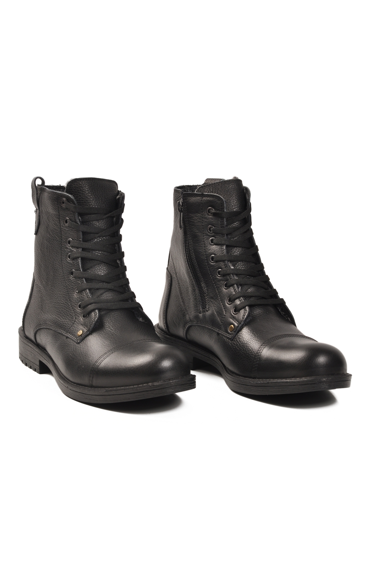 A Spor A Spor Aspor Siyah İçi Kürklü Hakiki Deri Fermuarlı Erkek Bot | Flo Siyah - 4. görsel