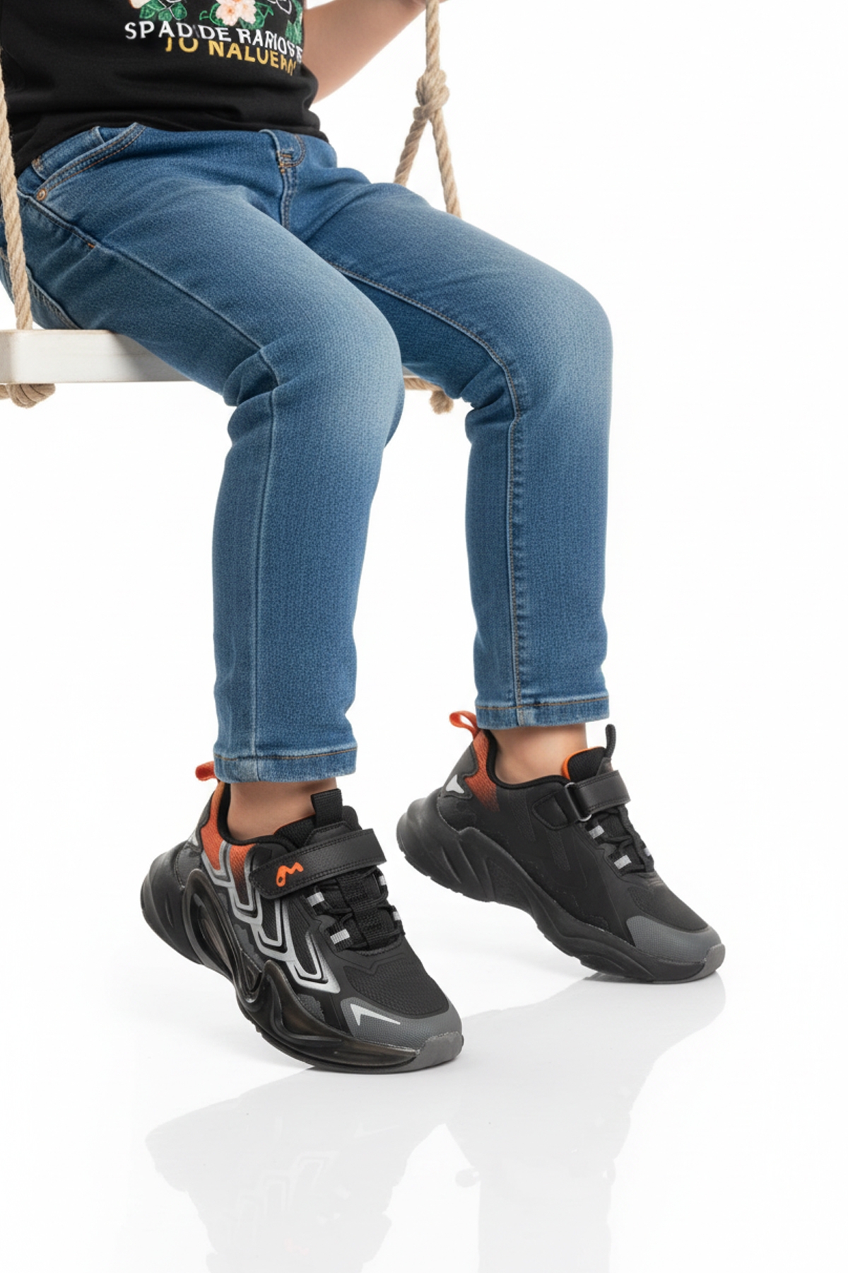 A Spor A Spor Marcokids Siyah Cırtlı Erkek Çocuk Spor Ayakkabı Sneaker | Flo Siyah - 2. görsel