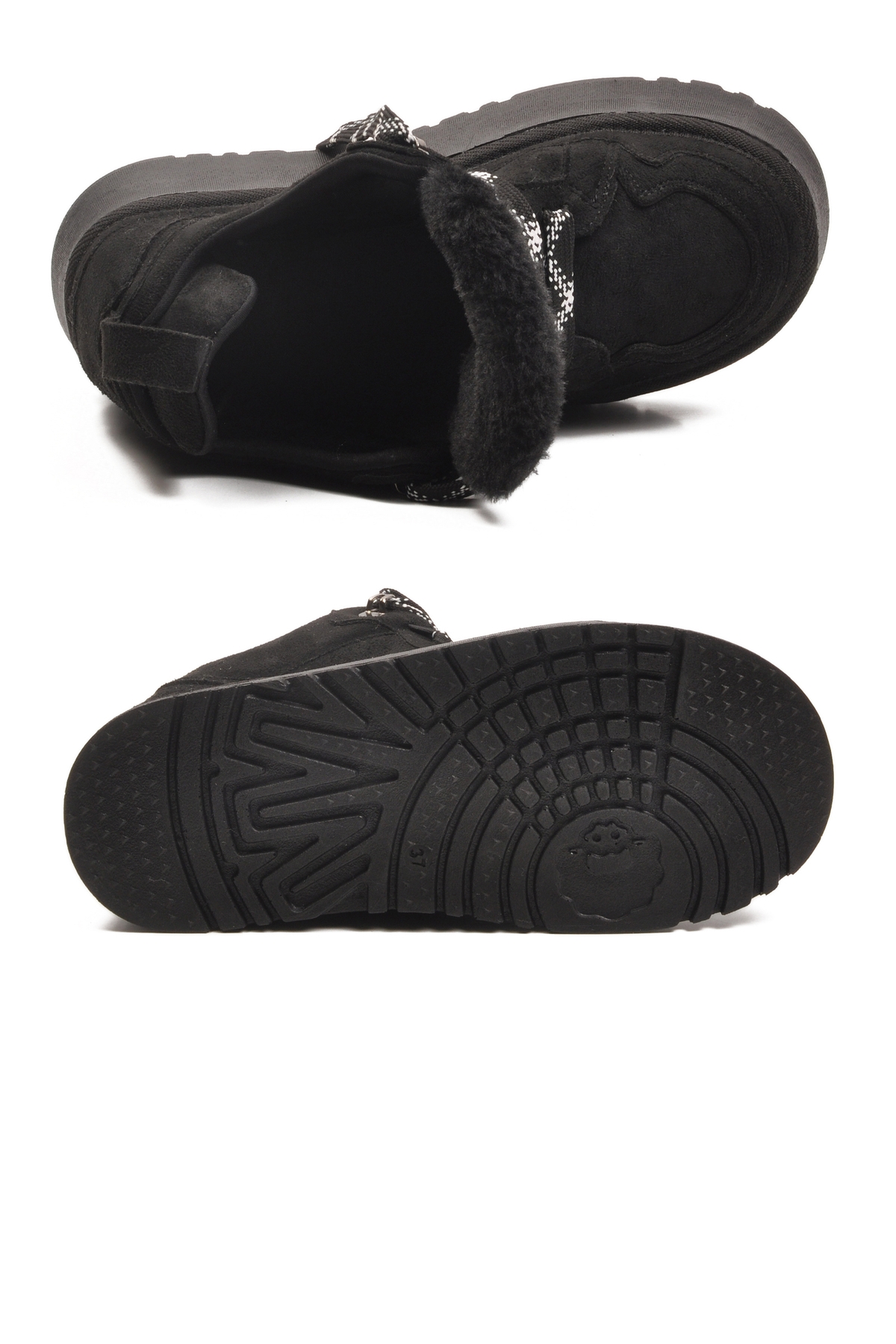 A Spor A Spor Aspor Siyah Süet Polarlı Bağcıklı Kadın Düz Bot | Flo Siyah - 6. görsel
