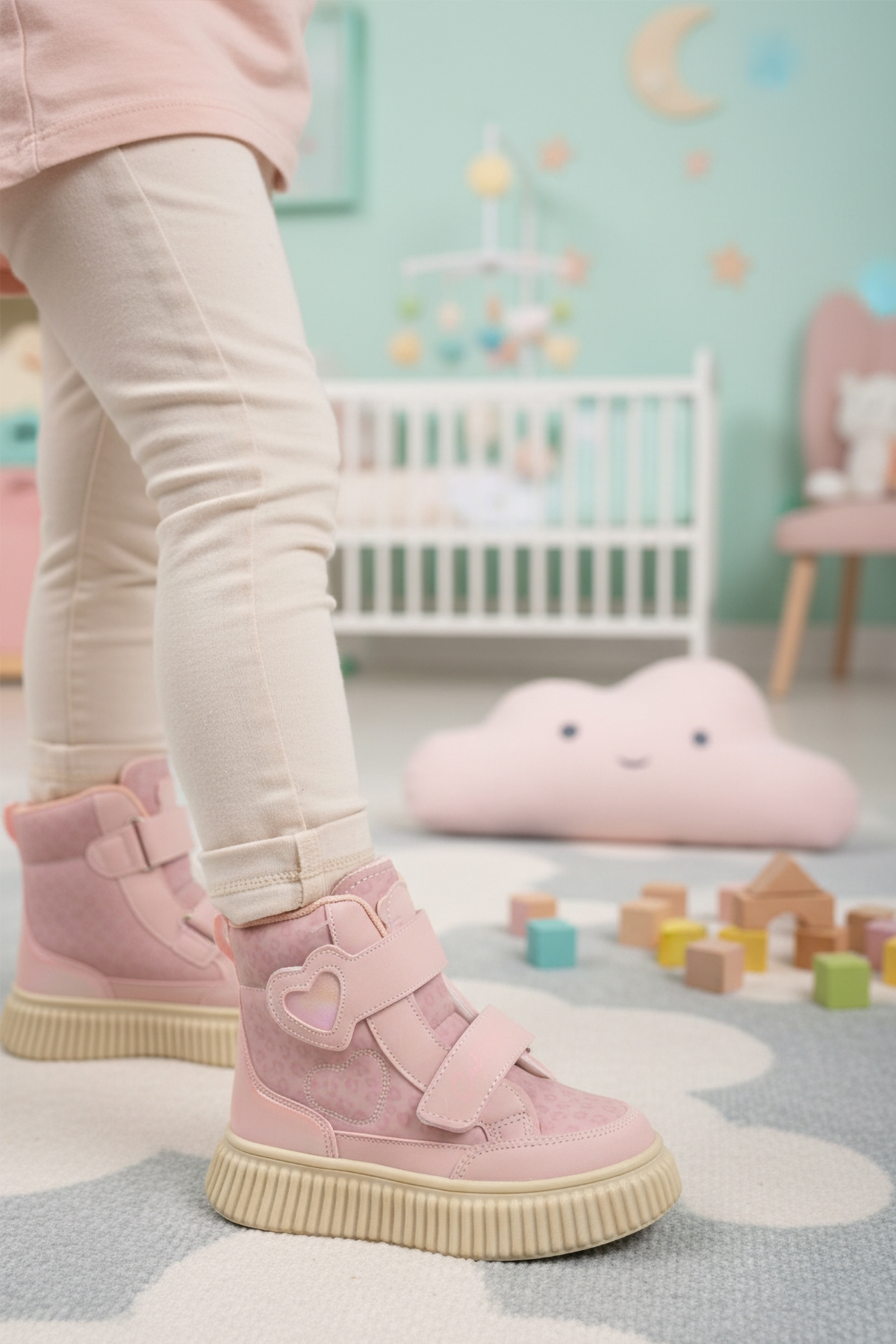 Cool Cool Pembe Pudra Cırtlı Desenli Kız Çocuk Düz Bot | Flo Pembe - 4. görsel