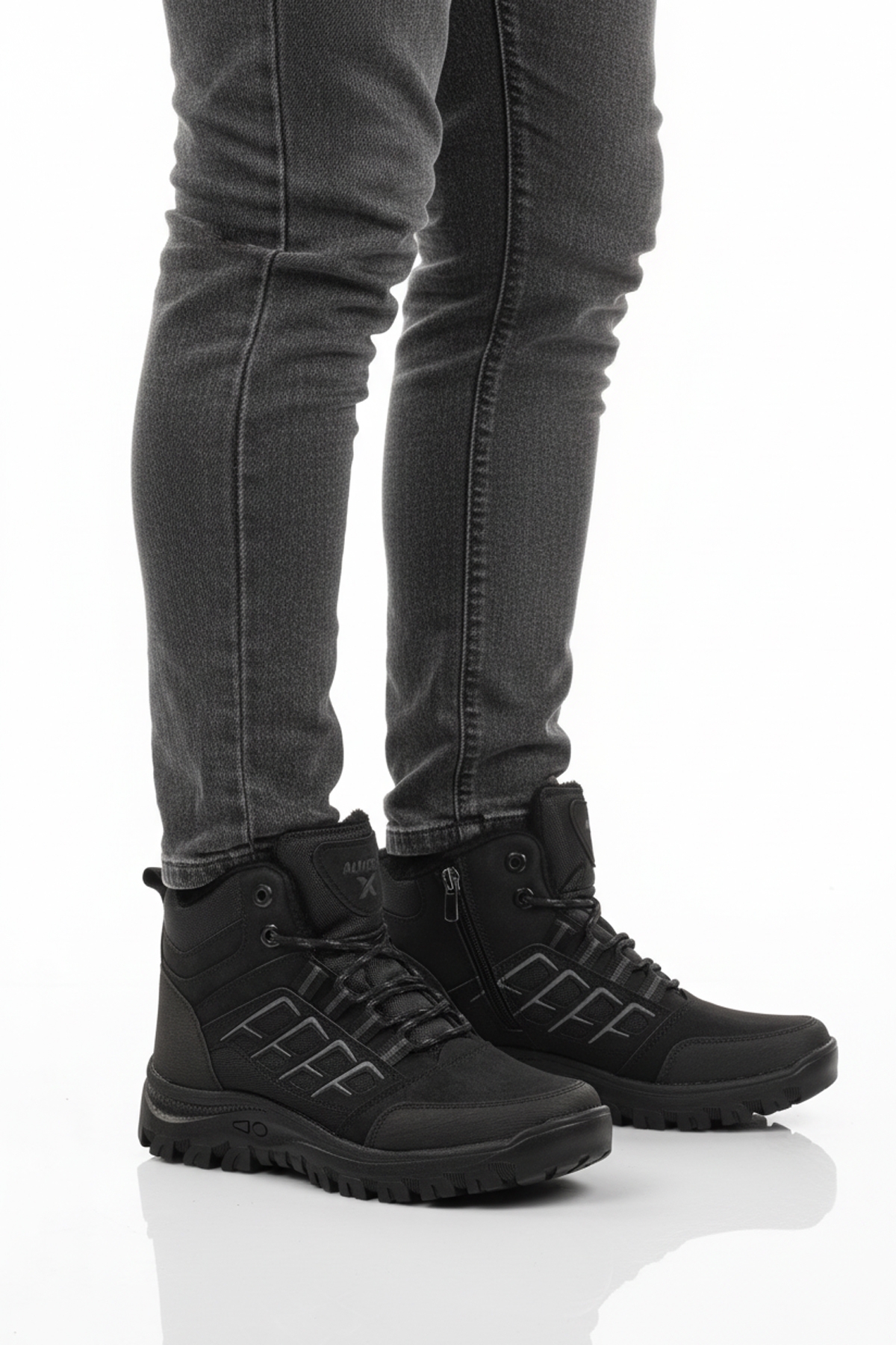 Siyah Suni Deri Erkek Outdoor Bot - Görsel 2