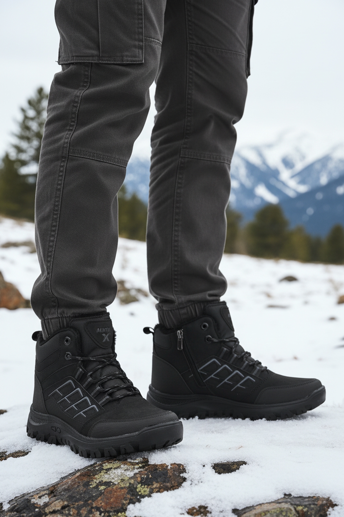 Siyah Suni Deri Erkek Outdoor Bot - Görsel 4