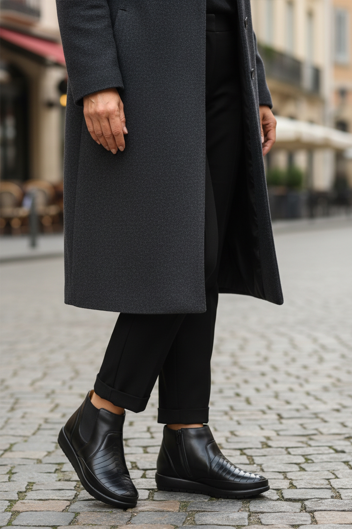 A Spor A Spor Aspor Siyah Jel Taban Fermuarlı Kadın Düz Bot | Flo Siyah - 4. görsel