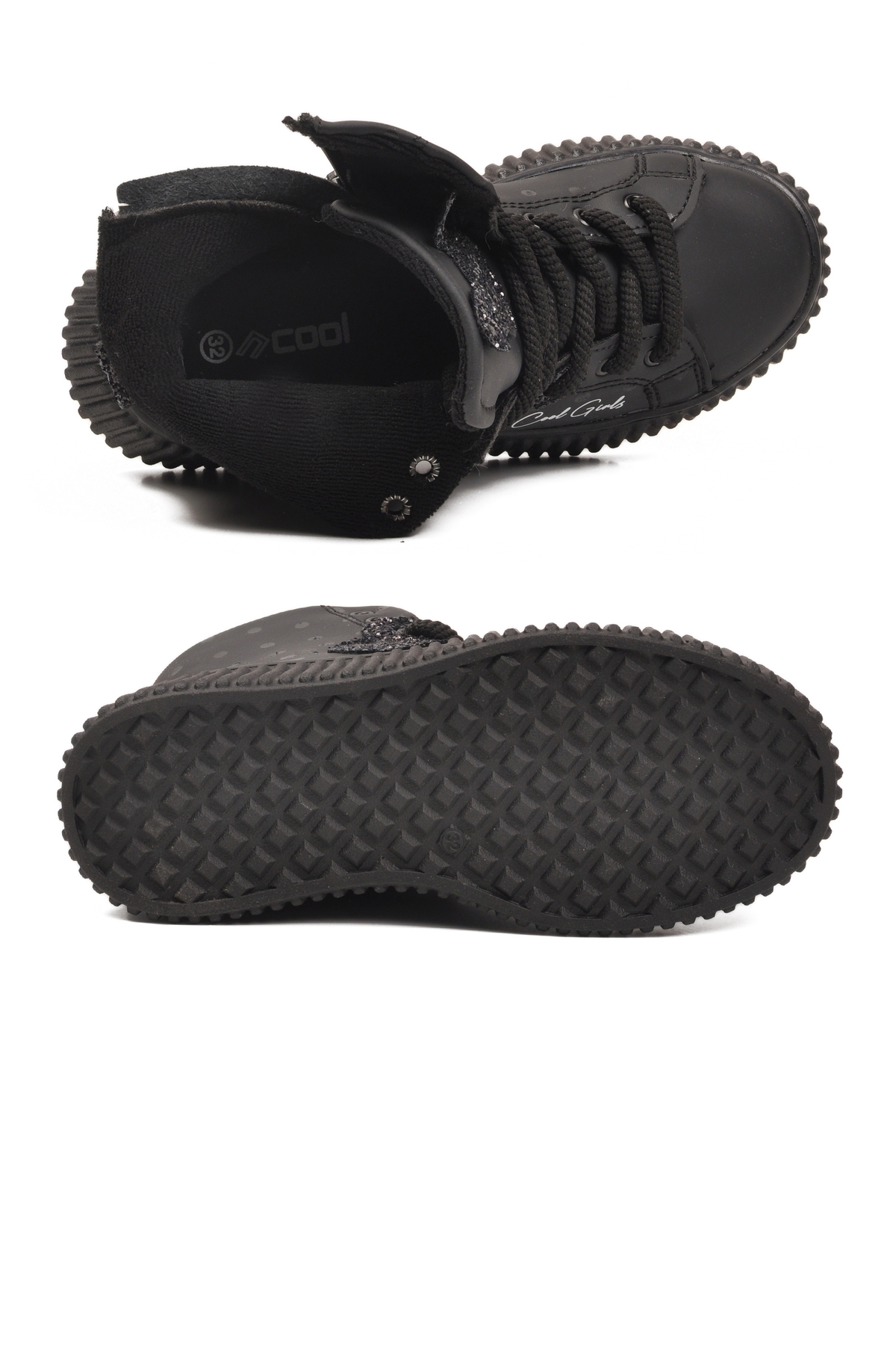 Cool Cool Siyah Fermuarlı İçi Polarlı Kız Çocuk Düz Bot | Flo Siyah - 6. görsel