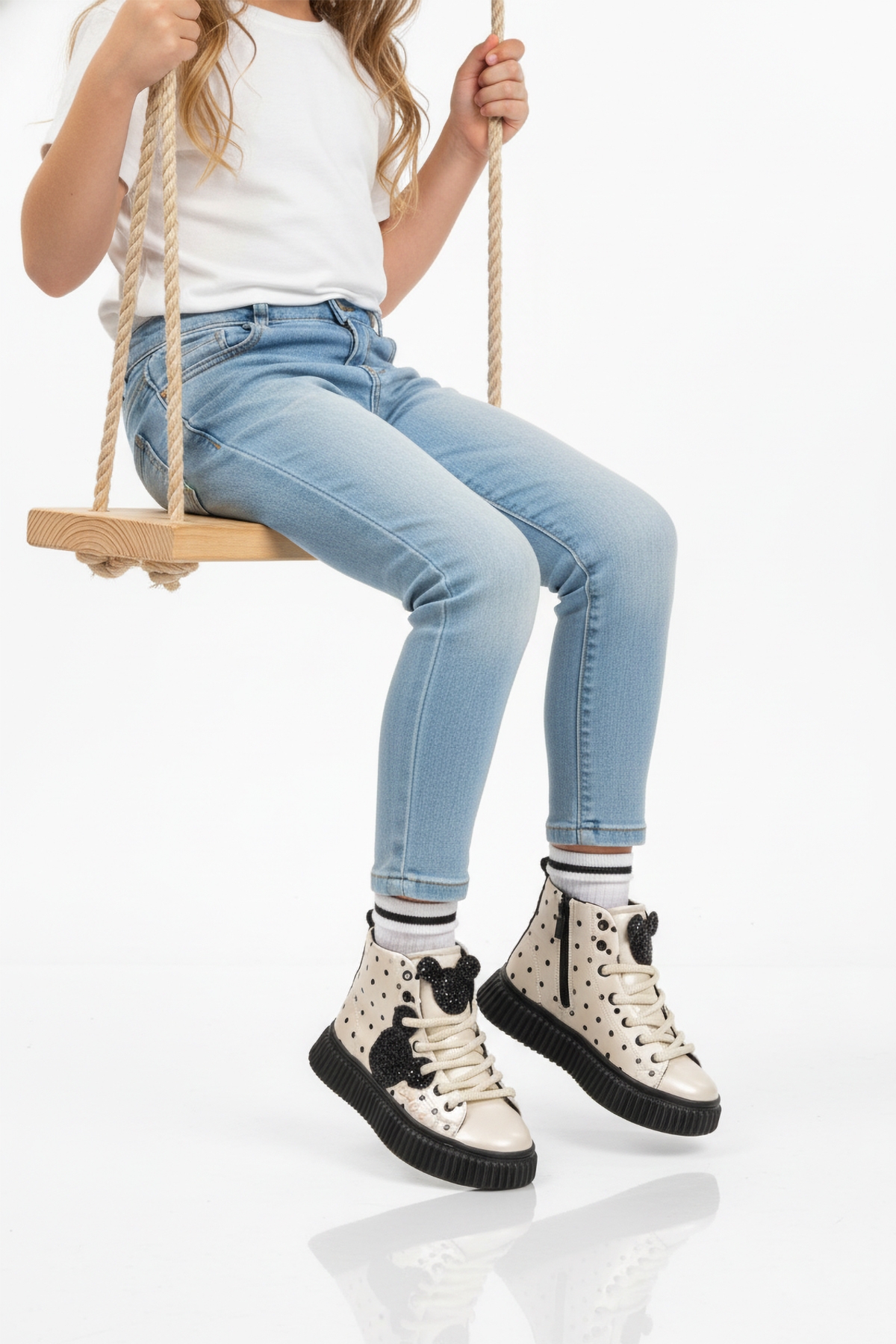 Bej Fermuarlı İçi Polarlı Kız Çocuk Düz Bot - Görsel 2