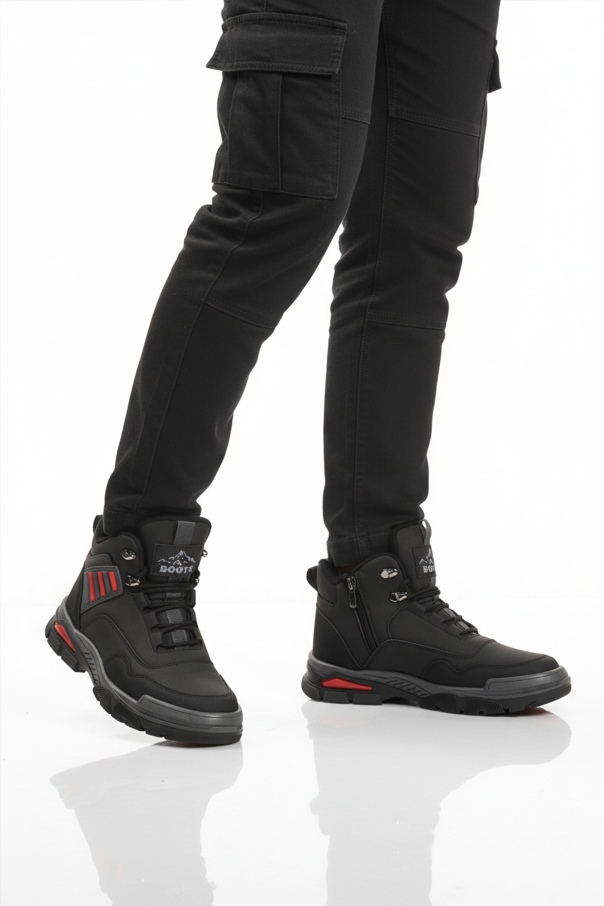 Aspor Siyah Kırmızı Fermuarlı Unisex Outdoor Bot - Görsel 2