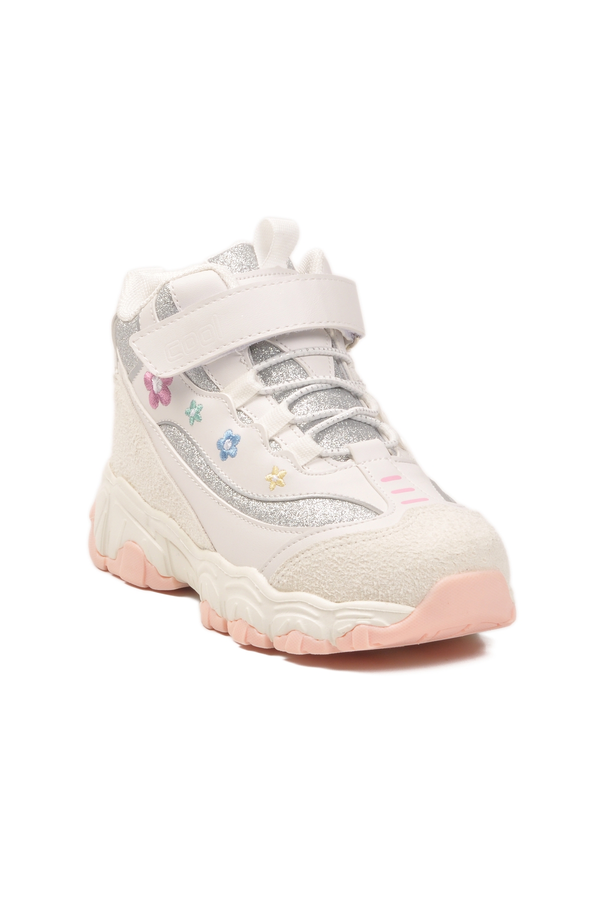 Cool Cool Beyaz Cırtlı Desenli Kız Çocuk Hi Sneaker | Flo Beyaz - 4. görsel