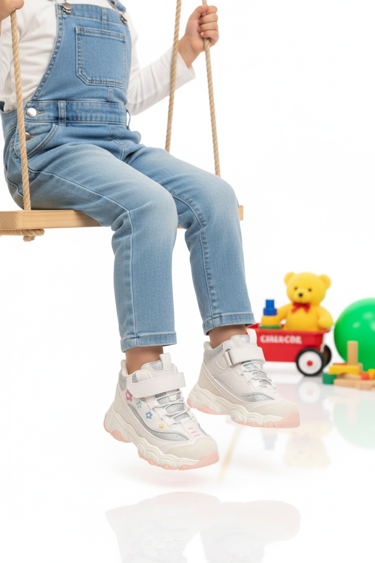 Cool Cool Beyaz Cırtlı Desenli Kız Çocuk Hi Sneaker | Flo Beyaz - 2. görsel