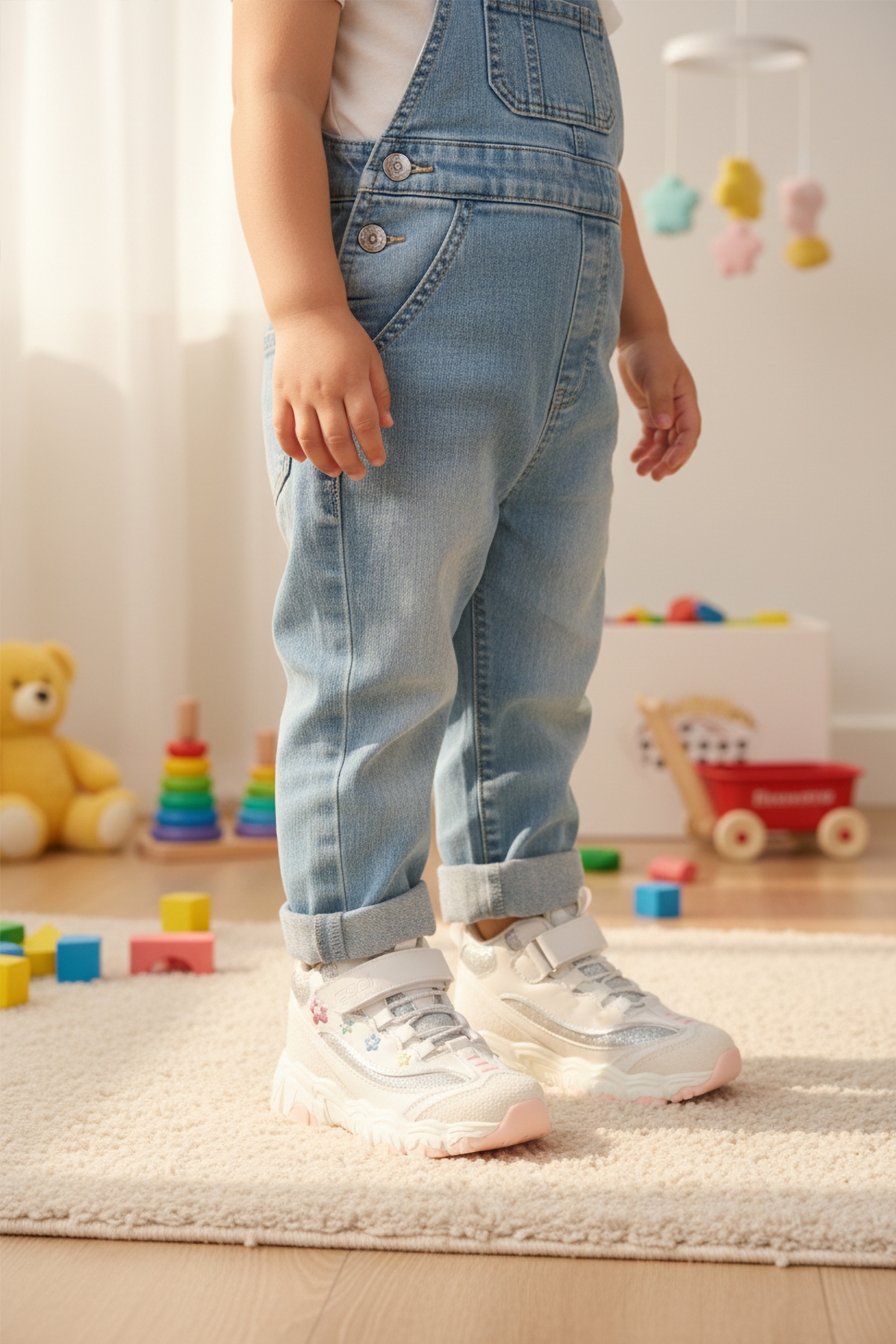 Cool Cool Beyaz Cırtlı Desenli Kız Çocuk Hi Sneaker | Flo Beyaz - 4. görsel