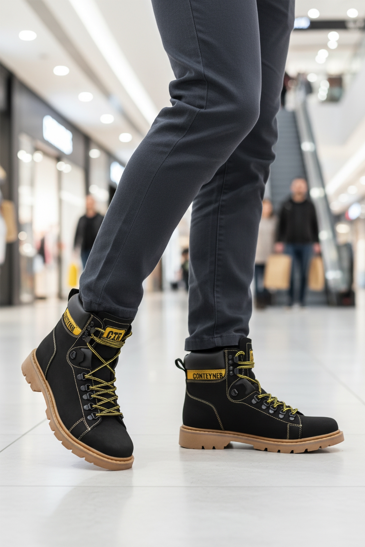 Siyah Nubuk Bağcıklı Erkek Worker Bot - Görsel 4