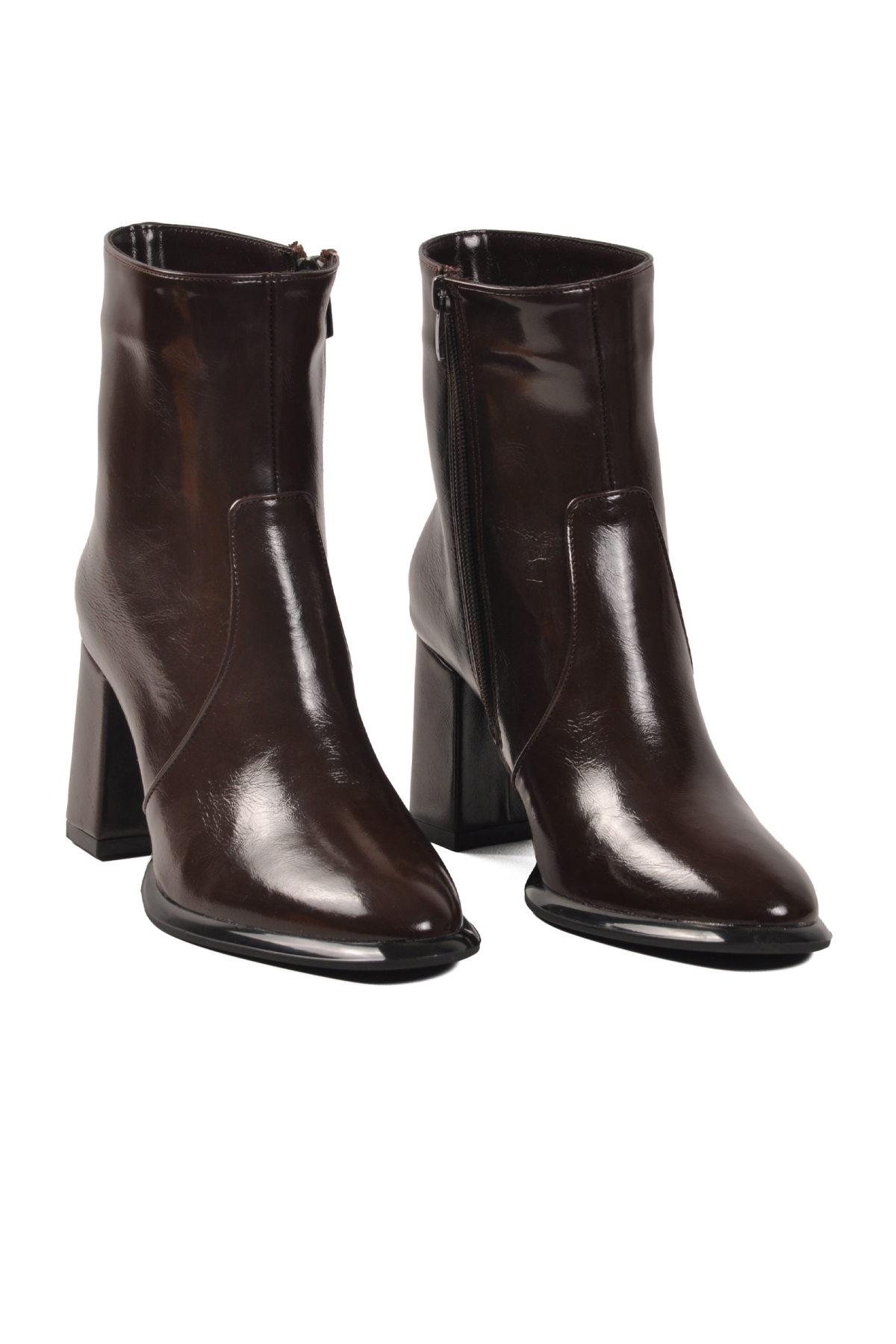 Ayakmod Ayakmod Çok Renkli 878601 Polarlı Kahve Kırışık Kadın Topuklu Bot | Flo Çok Renkli - 4. görsel