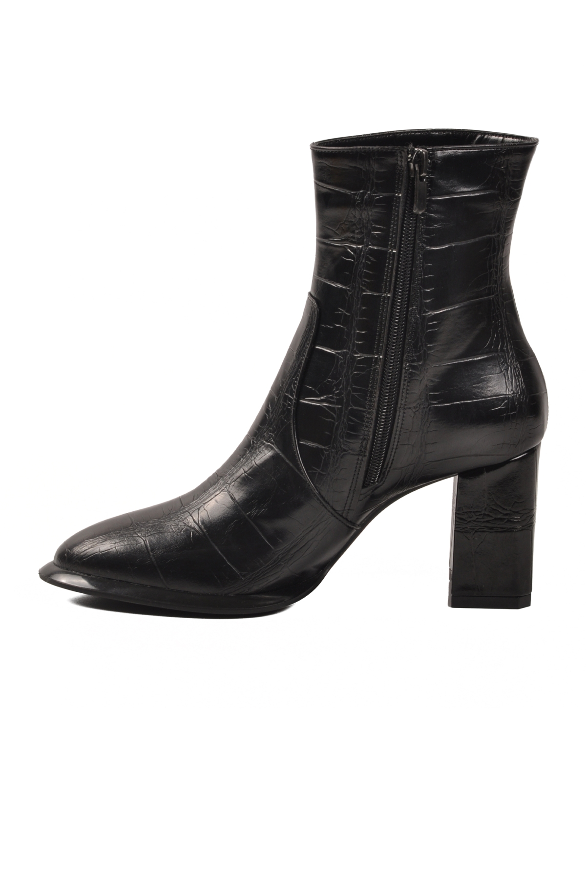 Ayakmod Ayakmod 878601 Polarlı Siyah Kroko Kadın Topuklu Bot | Flo Siyah - 3. görsel