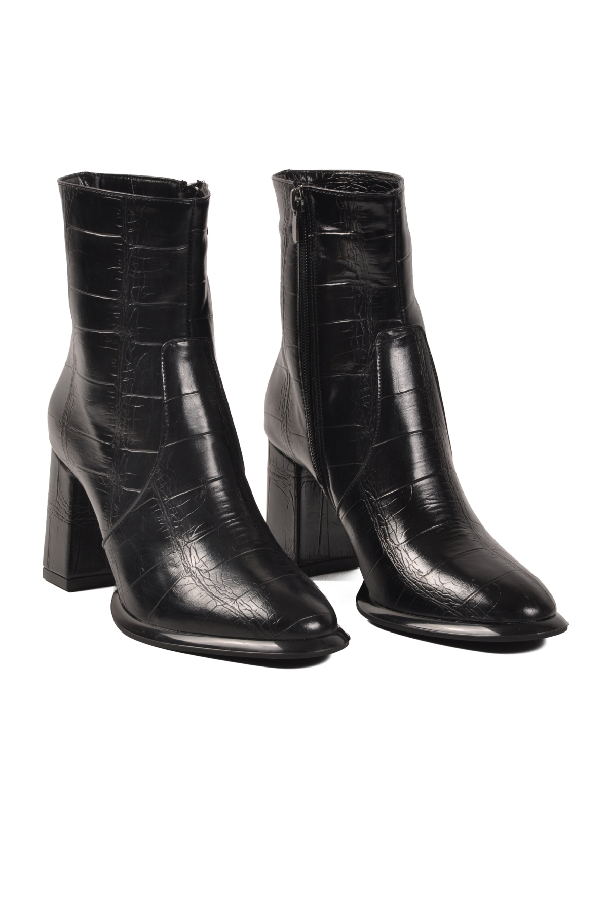 Ayakmod Ayakmod 878601 Polarlı Siyah Kroko Kadın Topuklu Bot | Flo Siyah - 4. görsel