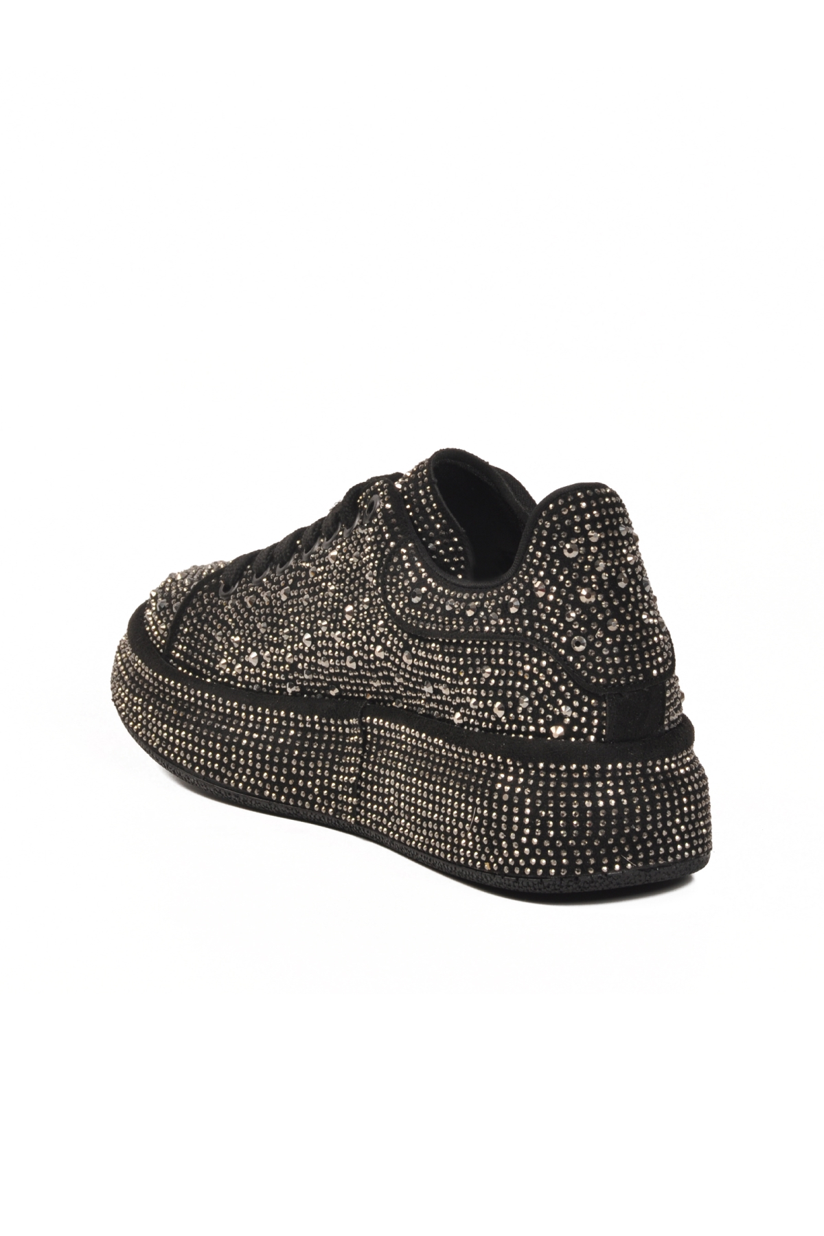 Ayakmod Ayakmod 989118-01 Taşlı Bağcıklı Siyah Platin Kadın Sneaker | Flo Siyah - 5. görsel