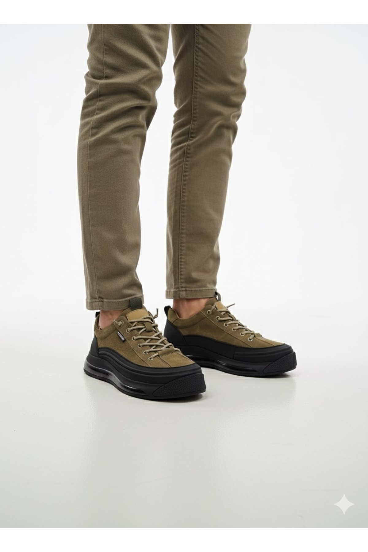 Lastik Bağlı Hava Köpük Düz Taban Hakiki Deri Erkek Sneaker Ayakkabı 22114 - Görsel 3