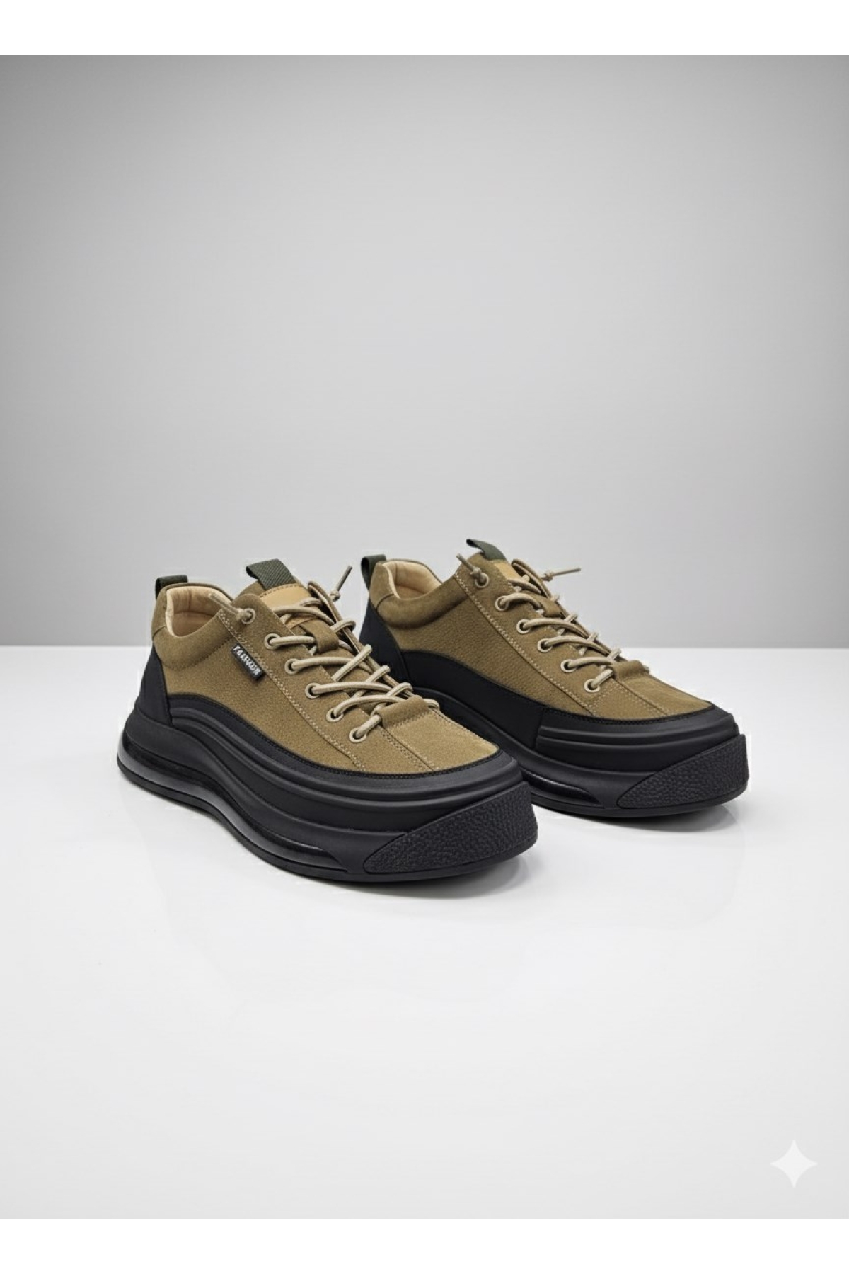 Lastik Bağlı Hava Köpük Düz Taban Hakiki Deri Erkek Sneaker Ayakkabı 22114 - Görsel 5