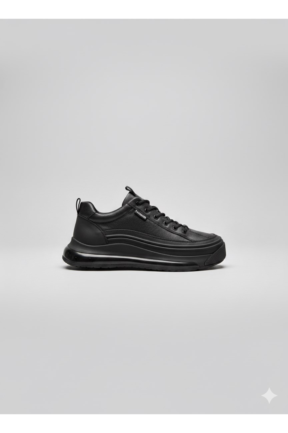 Marcomen Marcomen Siyah Lastik Bağlı Hava Köpük Düz Taban Hakiki Deri Erkek Sneaker Ayakkabı 22114 Casual Ayakkabı | Flo Siyah - 4. görsel