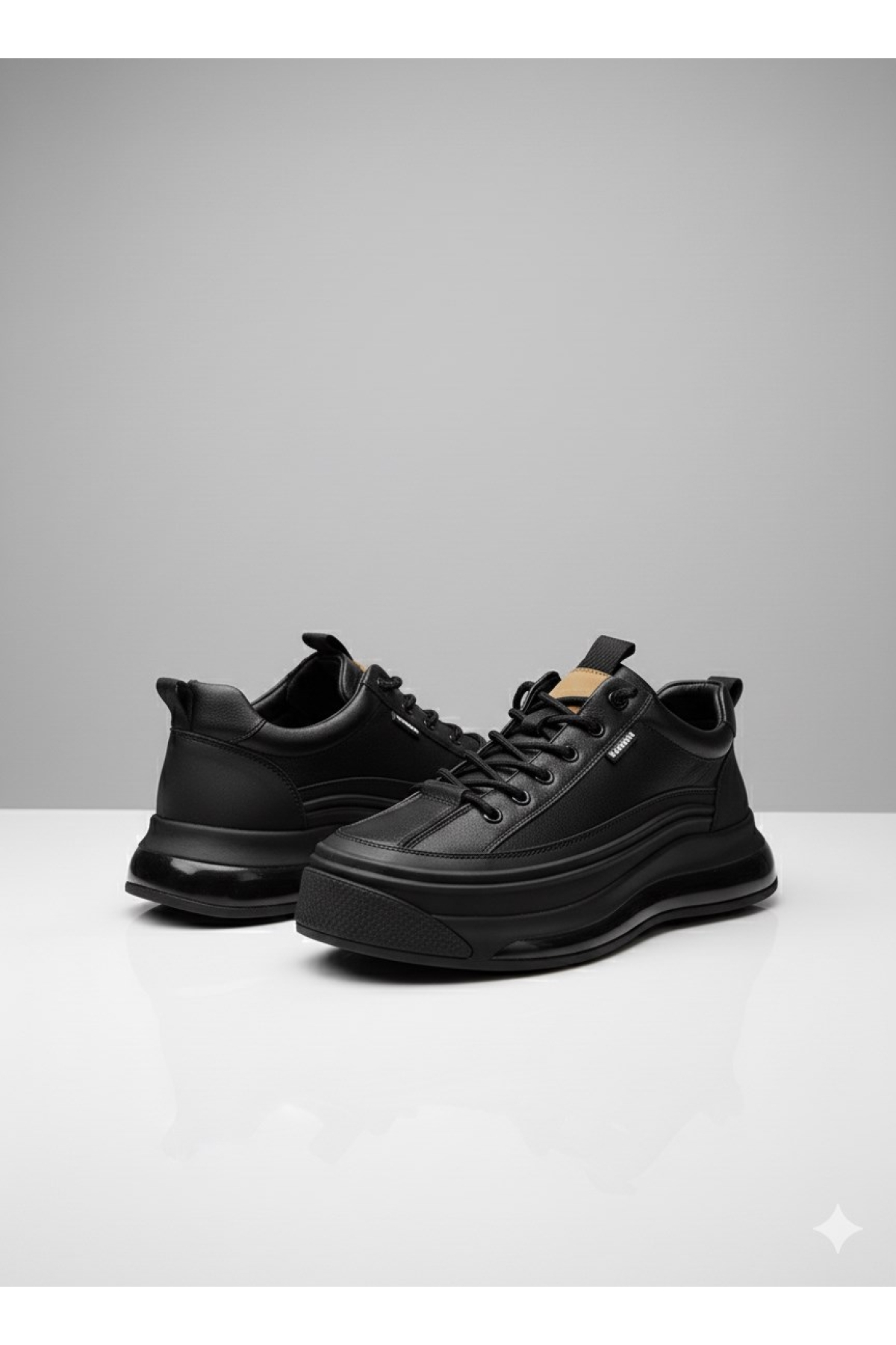 Marcomen Marcomen Siyah Lastik Bağlı Hava Köpük Düz Taban Hakiki Deri Erkek Sneaker Ayakkabı 22114 Casual Ayakkabı | Flo Siyah - 5. görsel