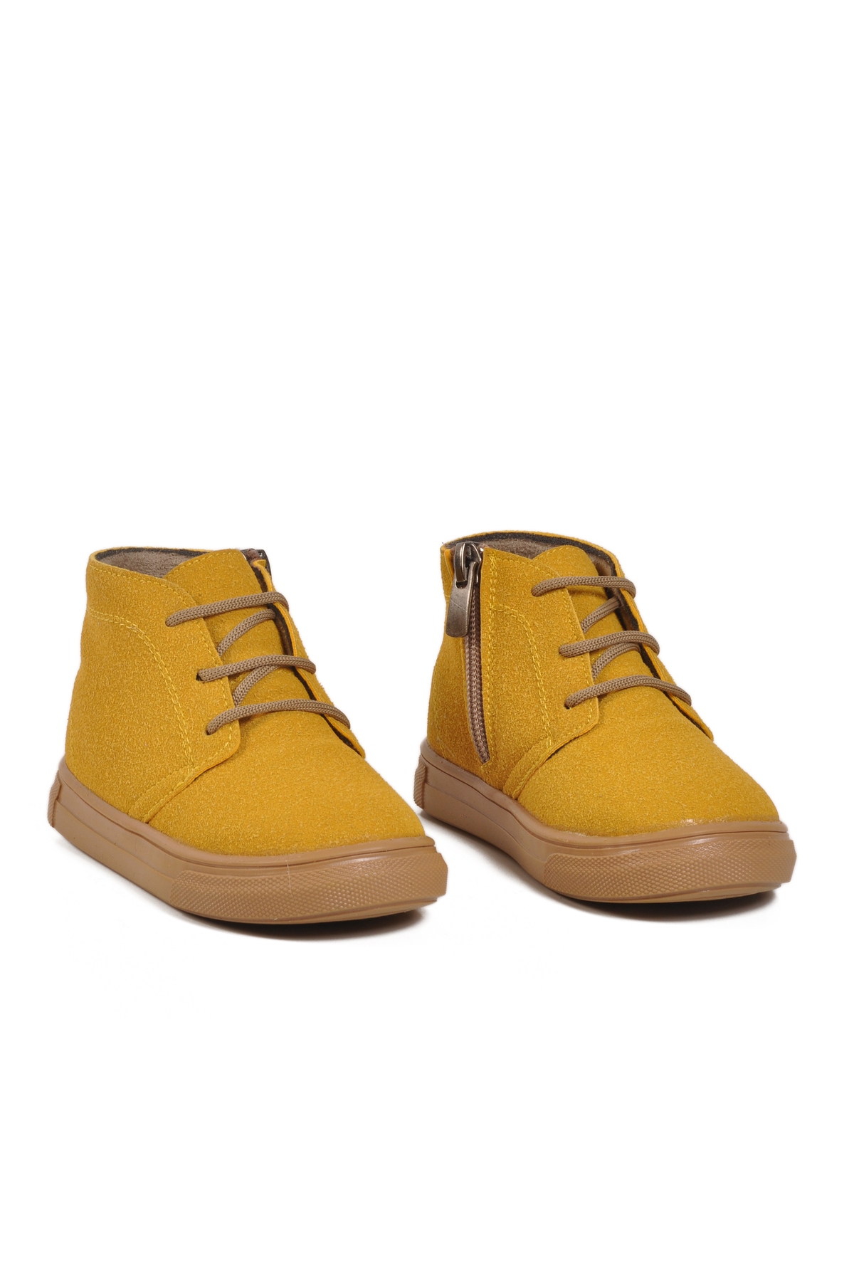 Ayakmod Ayakmod Sarı Süet Bağcıklı Fermuarlı Bebek Bot 823106 B | Flo Sarı - 4. görsel