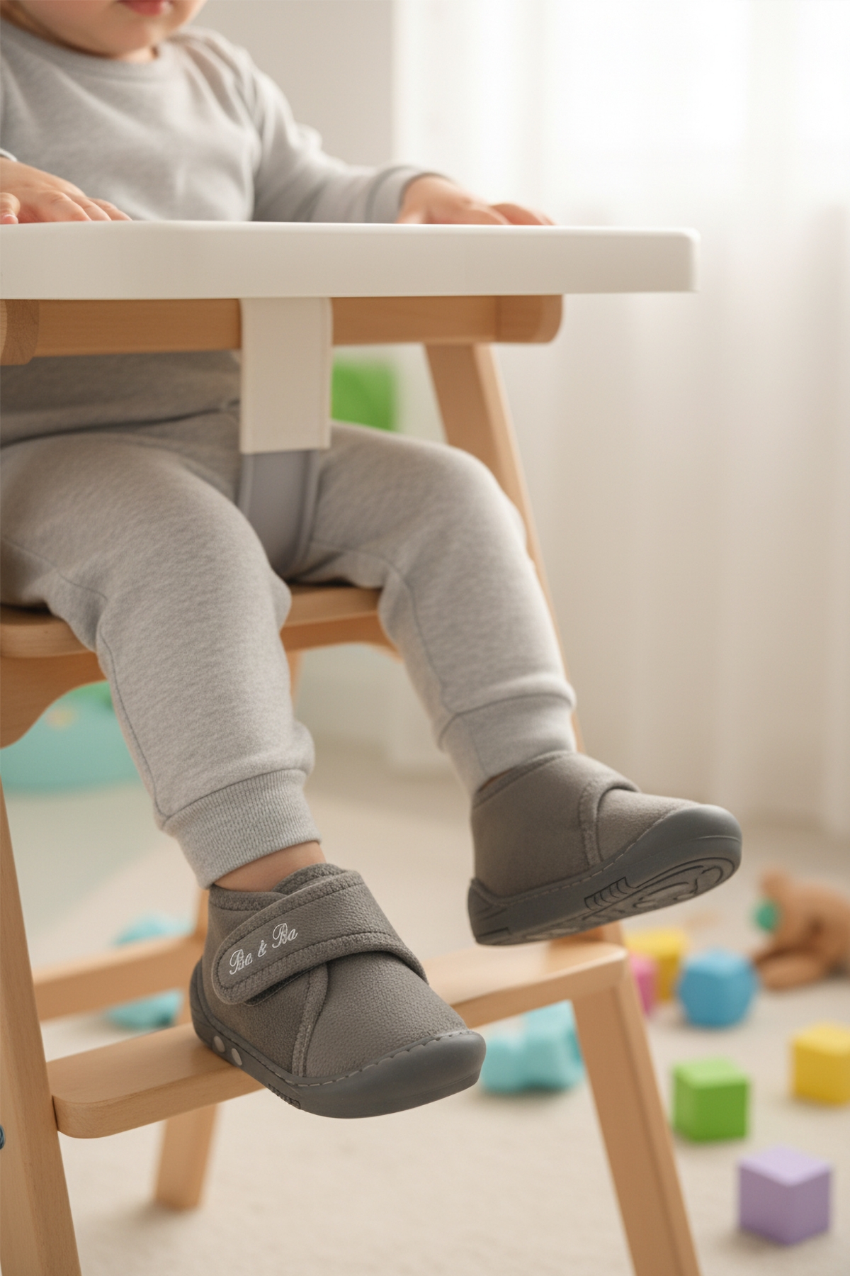 Gri Süet Cırtlı Bebek Panduf Ba&Ba 058989 B - Görsel 4