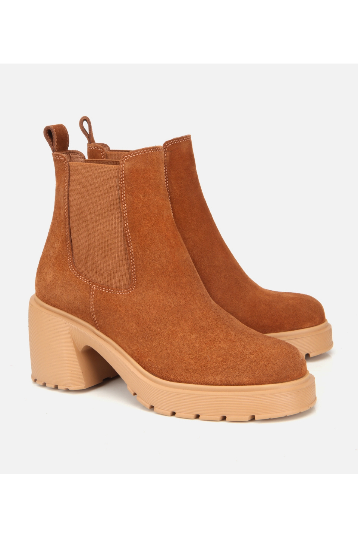 Hotiç Hotiç Kadın Süet Deri Taba Lastik Detaylı Topuklu Bot | Flo Taba - 3. görsel