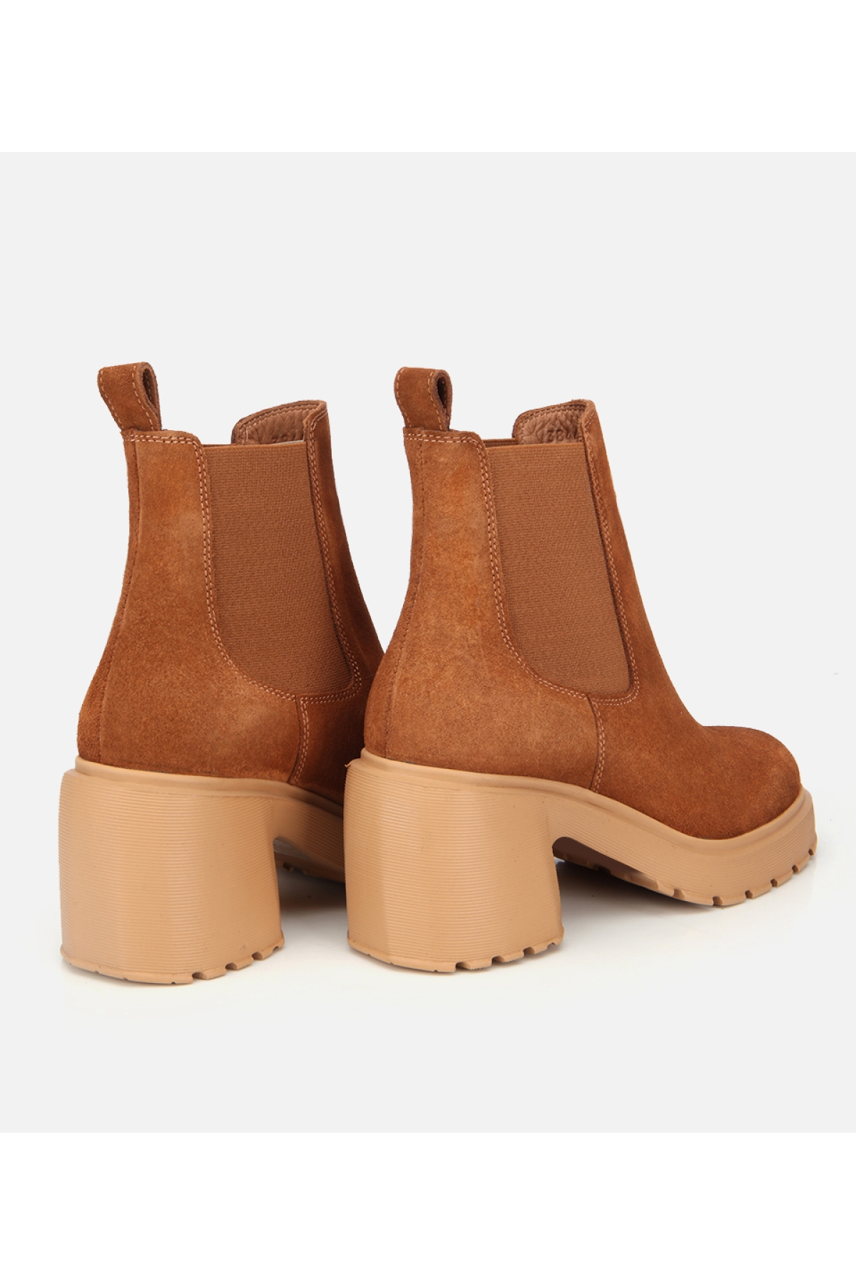 Hotiç Hotiç Kadın Süet Deri Taba Lastik Detaylı Topuklu Bot | Flo Taba - 5. görsel