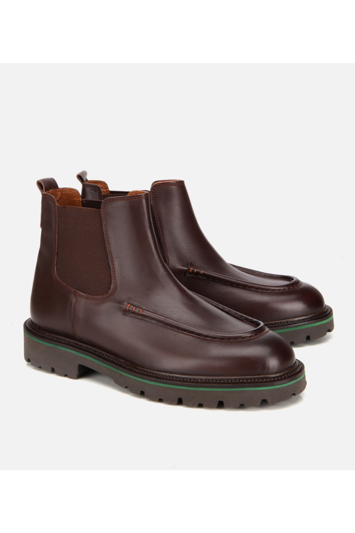 Erkek Deri Kahverengi Dikiş Detaylı Chelsea Bot - Görsel 3