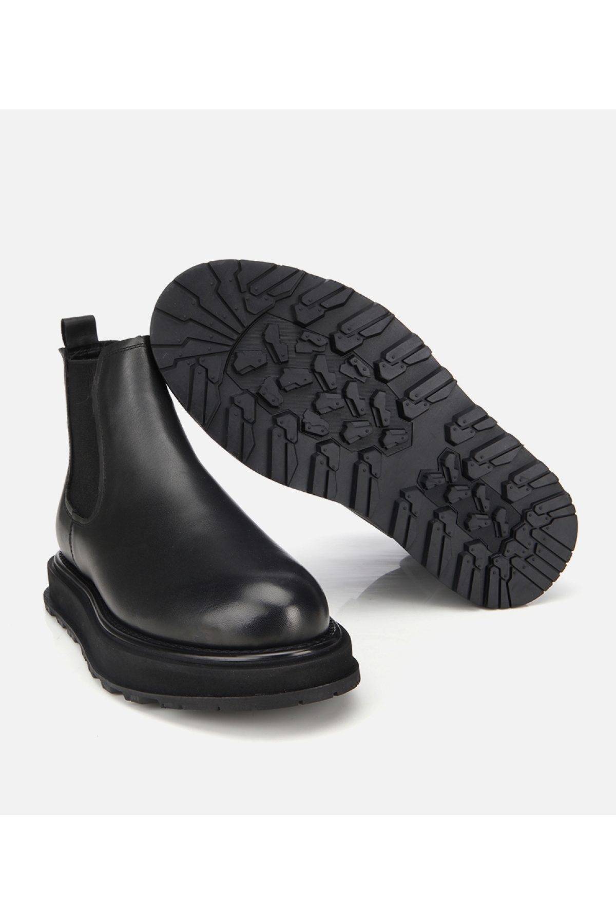 Hotiç Hotiç Siyah Erkek Deri Kahverengi Lastik Detaylı Chelsea Bot | Flo Siyah - 7. görsel