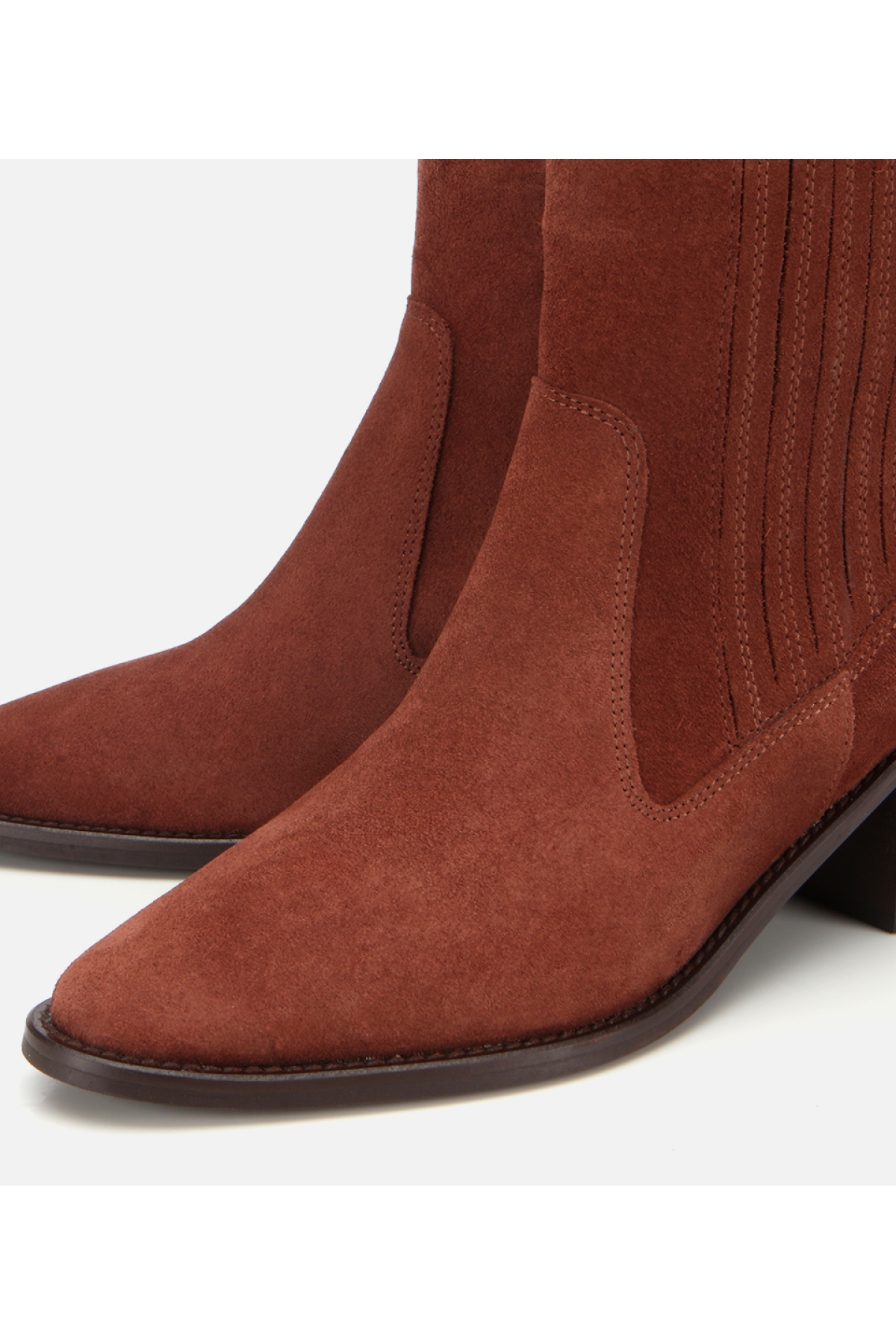 Hotiç Hotiç Kadın Süet Deri Taba Sivri Burunlu Lastik Detaylı Topuklu Bot | Flo Taba - 4. görsel