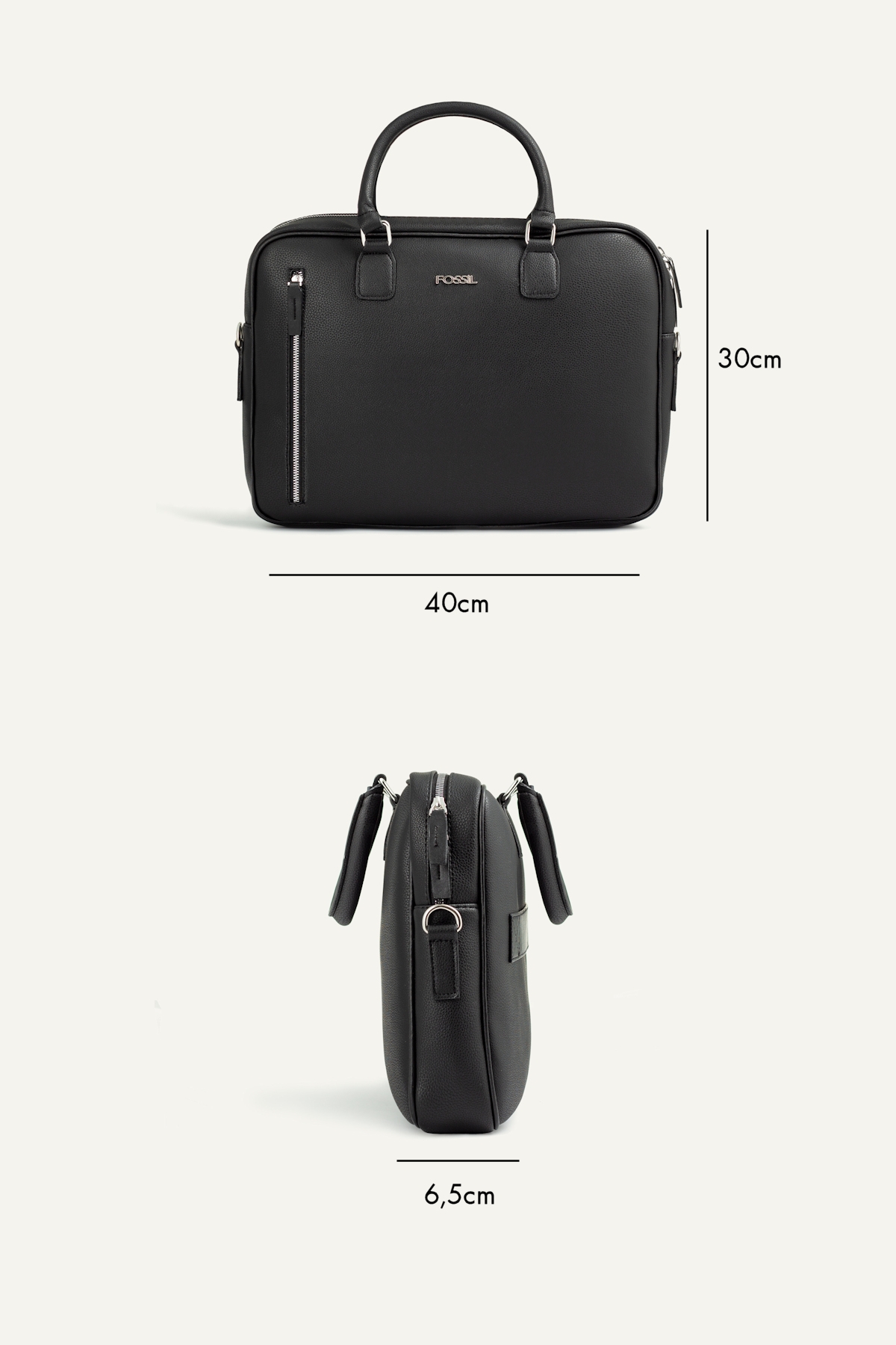 Fossil 2036 Vegan Deri laptop çantası evrak çantası unisex şık tasarım SİYAH — 8