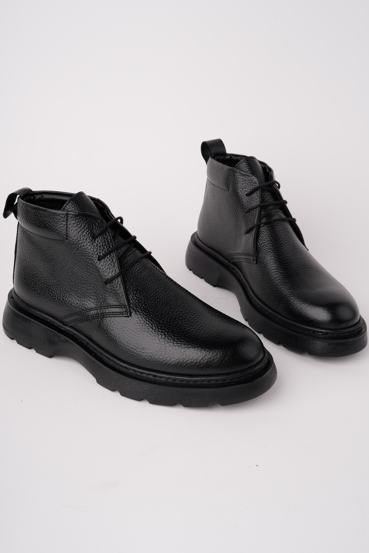Muggo Muggo Siyah HENRY Garantili Bağcıklı Hakiki Deri Rahat Taban Erkek Chelsea Bot | Flo Siyah - 2. görsel