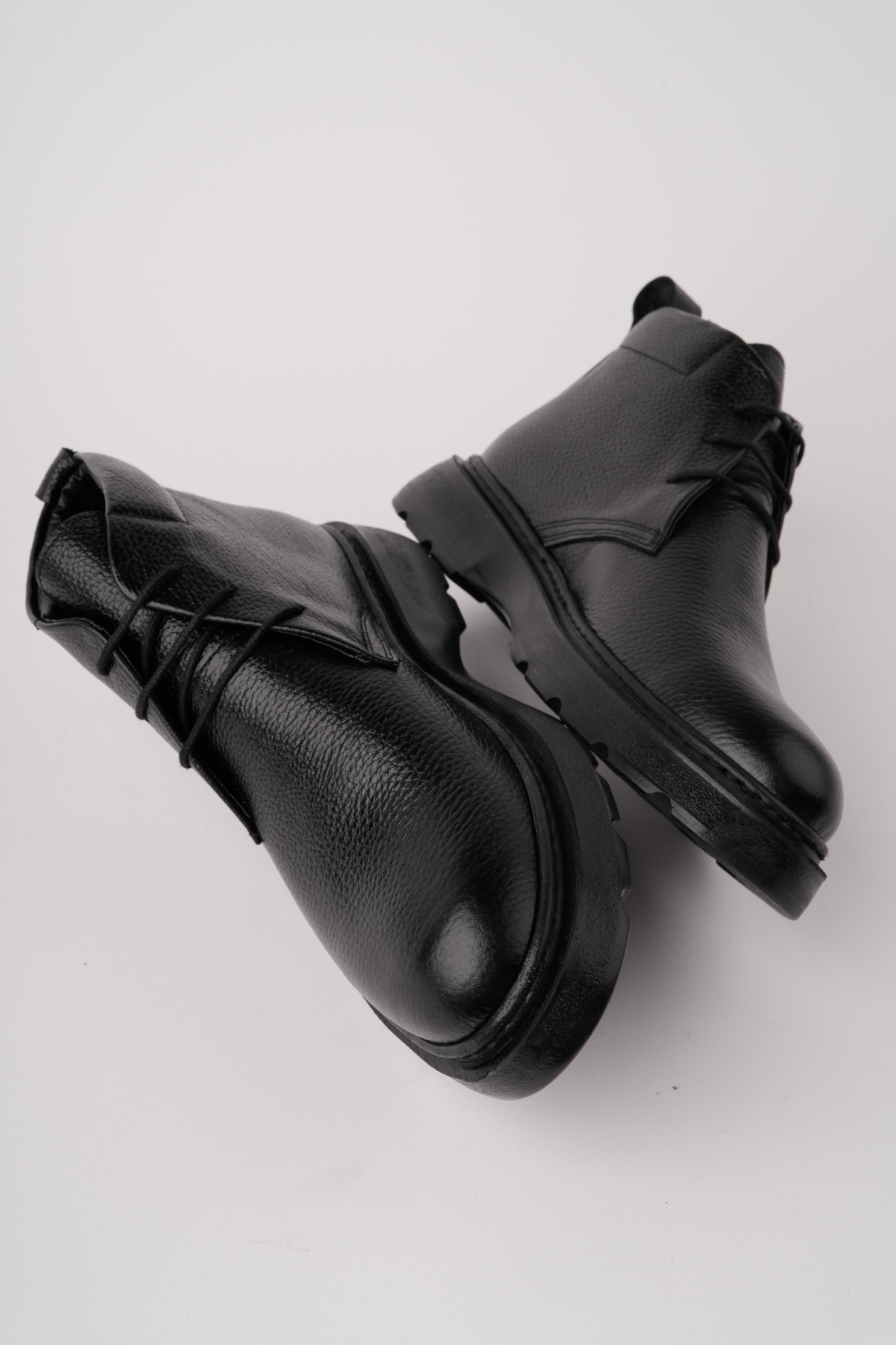 Muggo Muggo Siyah HENRY Garantili Bağcıklı Hakiki Deri Rahat Taban Erkek Chelsea Bot | Flo Siyah - 3. görsel