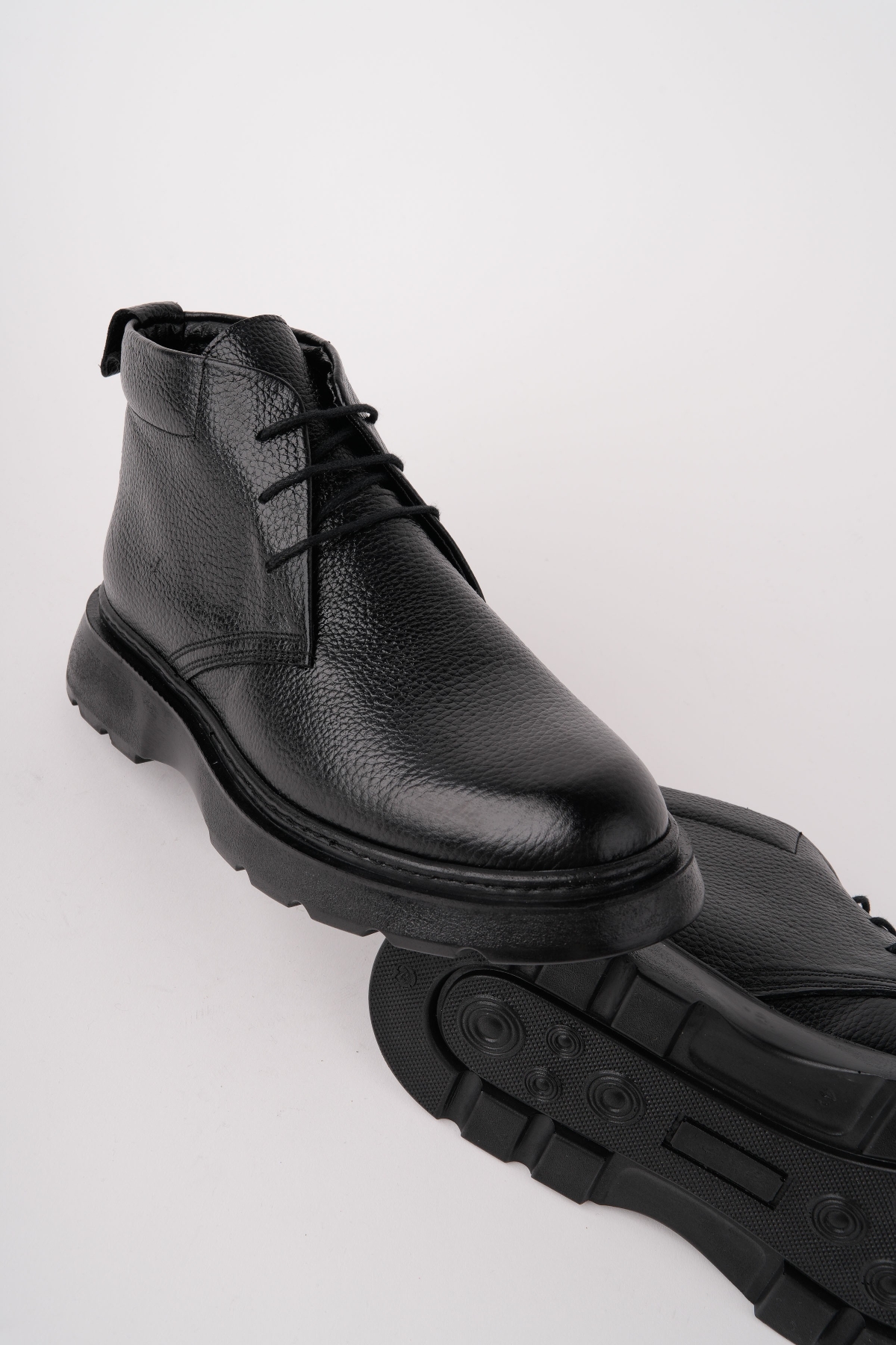 Muggo Muggo Siyah HENRY Garantili Bağcıklı Hakiki Deri Rahat Taban Erkek Chelsea Bot | Flo Siyah - 5. görsel