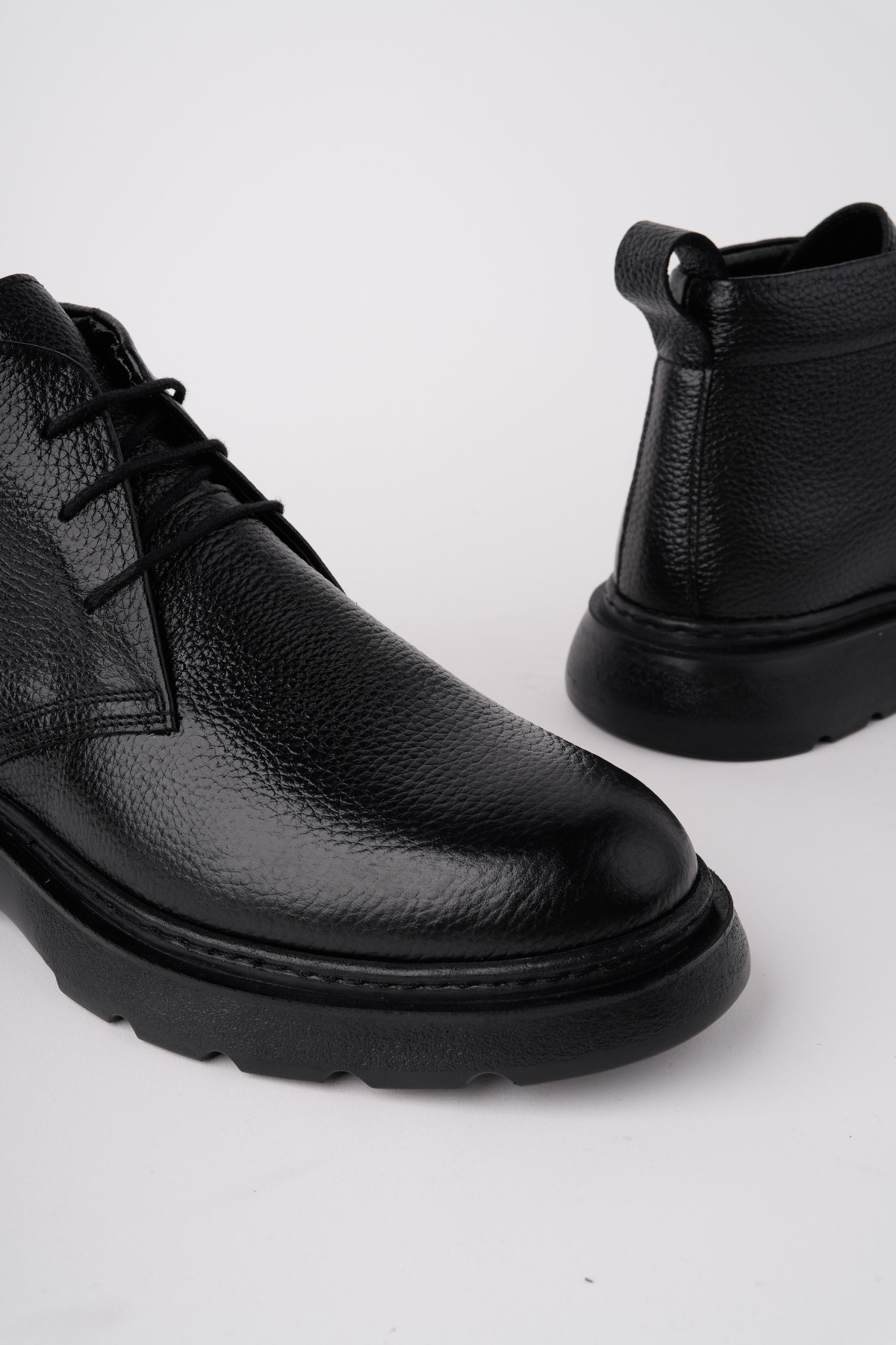 Muggo Muggo Siyah HENRY Garantili Bağcıklı Hakiki Deri Rahat Taban Erkek Chelsea Bot | Flo Siyah - 6. görsel