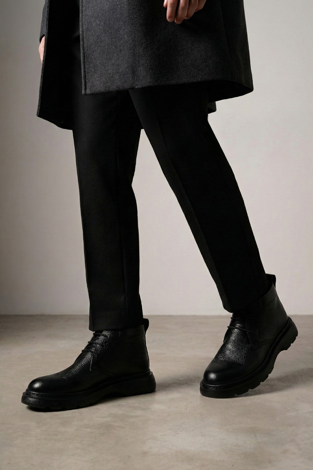 Muggo Muggo Siyah HENRY Garantili Bağcıklı Hakiki Deri Rahat Taban Erkek Chelsea Bot | Flo Siyah - 8. görsel