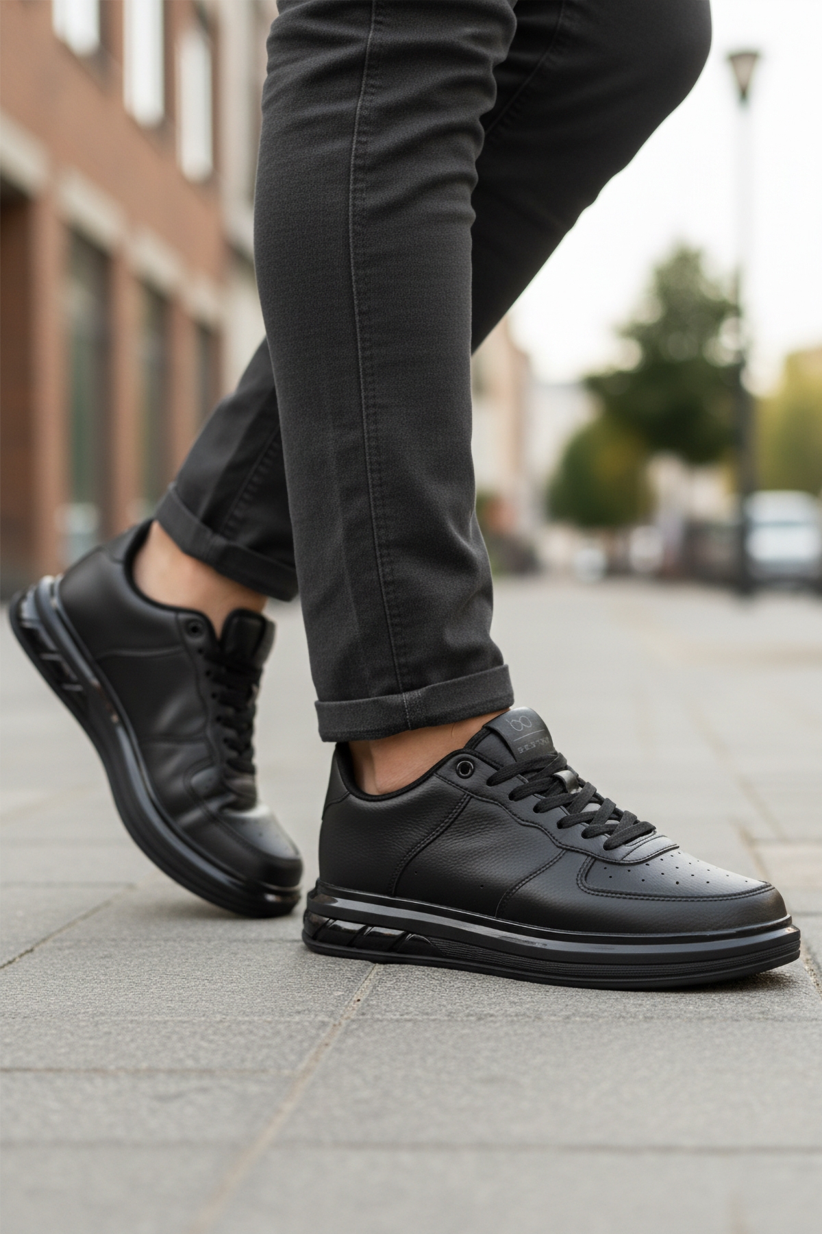 Walkway Walkway Siyah Bağcıklı Cilt Hafif Esnek Erkek Sneaker 2043 M | Flo Siyah - 4. görsel