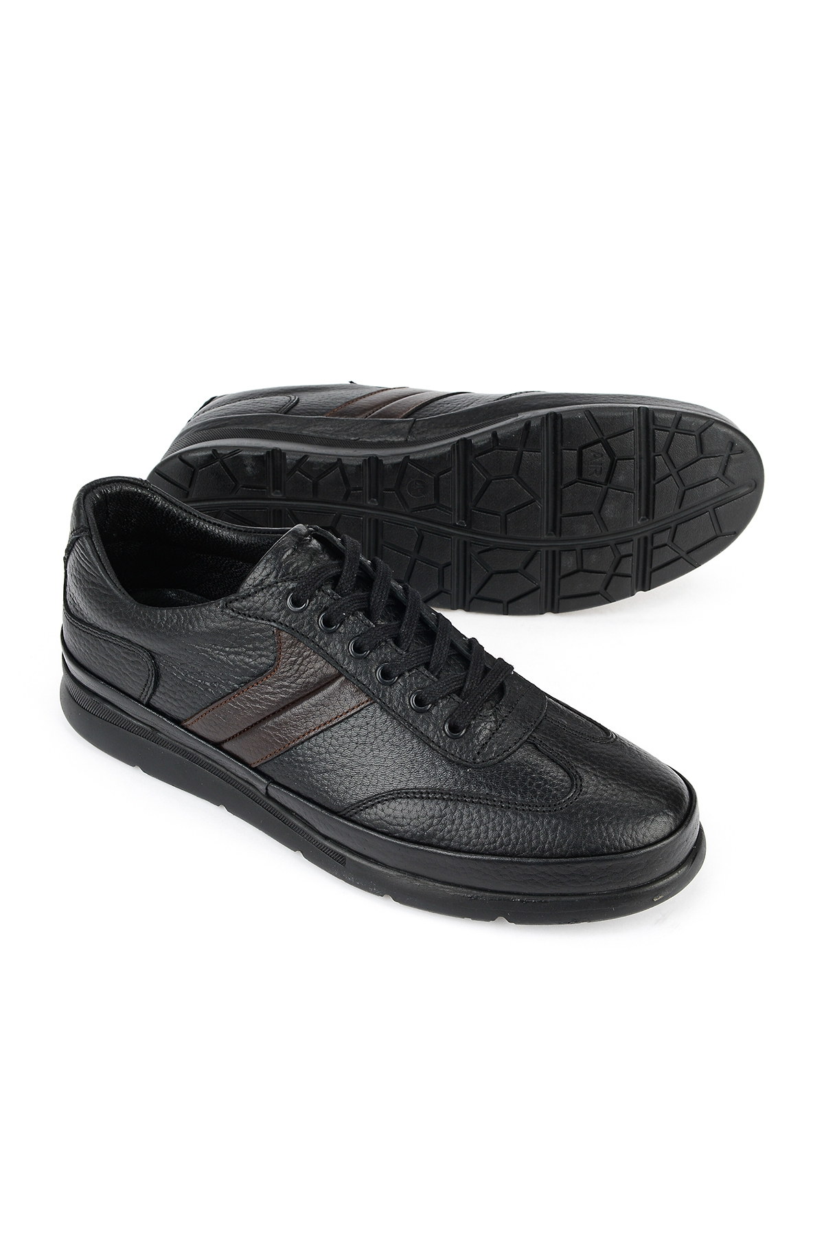 Erkek Hakiki Deri Sneaker 1611002Z650 Siyah - Görsel 5