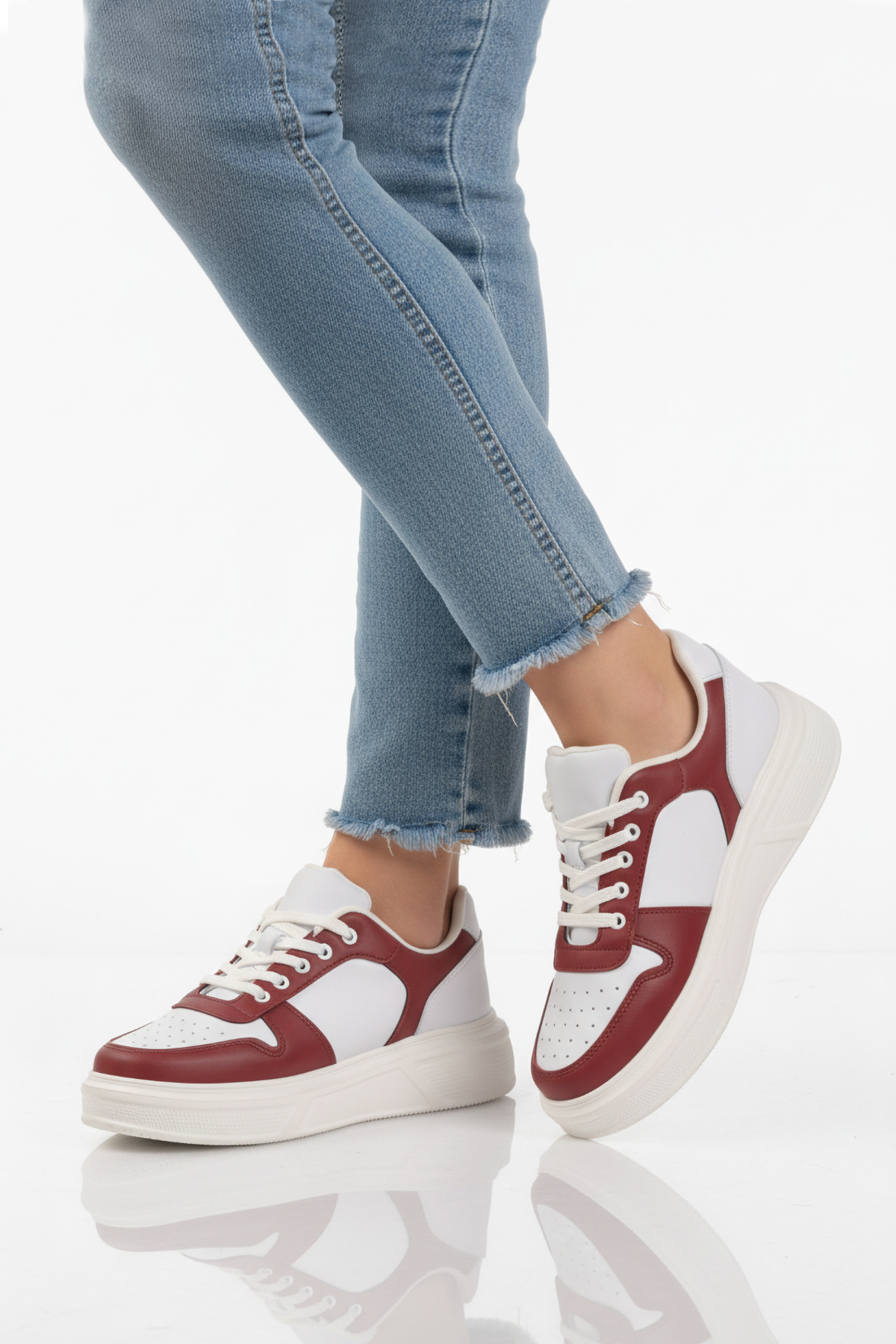 Ayk S Ayk S AYK'S Aper 049 G Beyaz-Bordo Unisex Spor Ayakkabı Sneaker | Flo Beyaz - 3. görsel