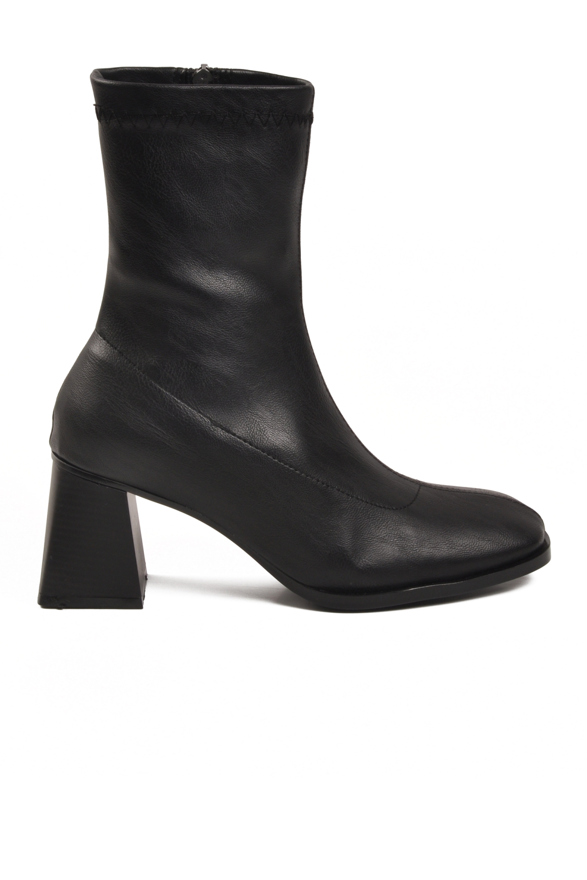 Ayakmod Ayakmod 2615 Polarlı Fermuarlı Streç Siyah Kadın Topuklu Bot | Flo Siyah - 4. görsel