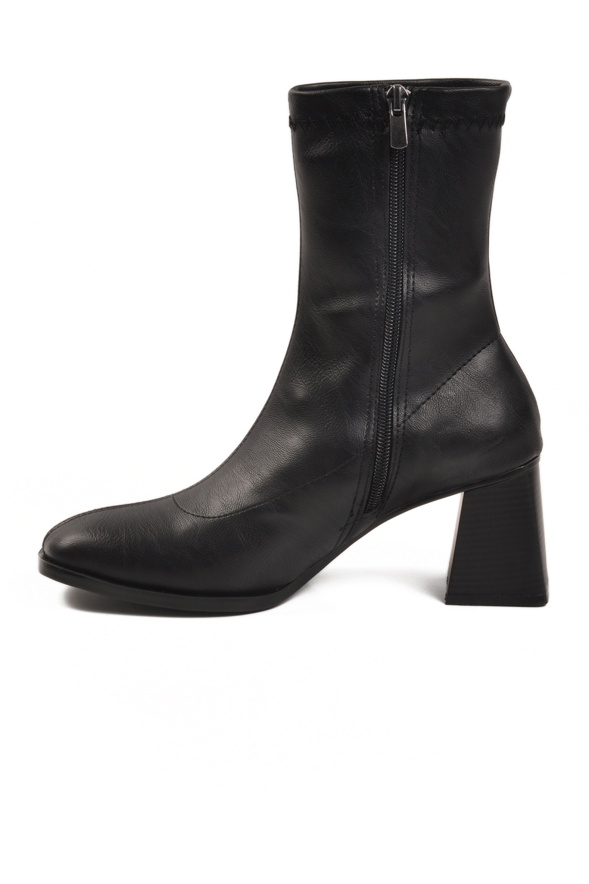Ayakmod Ayakmod 2615 Polarlı Fermuarlı Streç Siyah Kadın Topuklu Bot | Flo Siyah - 5. görsel