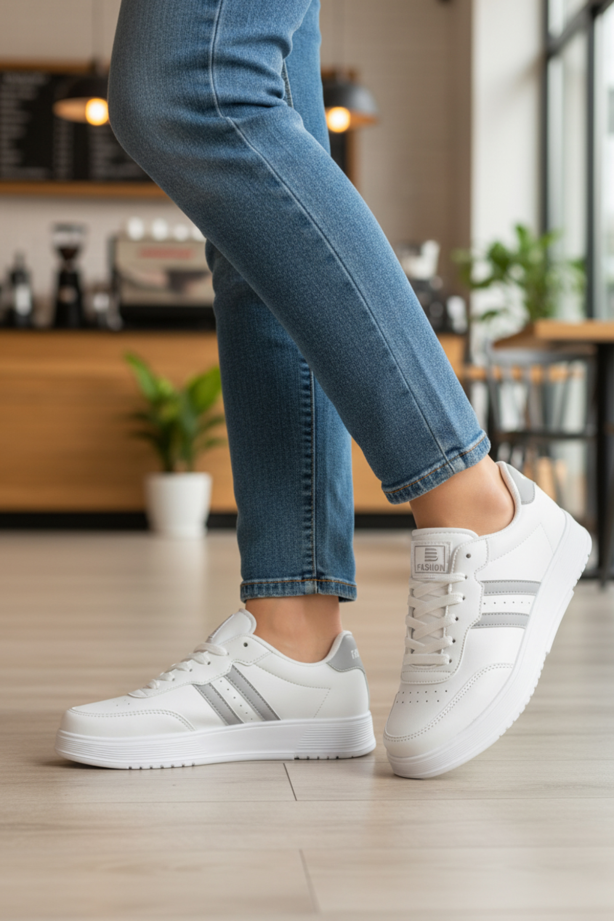 Walkway Walkway 163 Bağcıklı Beyaz Gri Unisex Spor Ayakkabı Sneaker | Flo Beyaz - 2. görsel