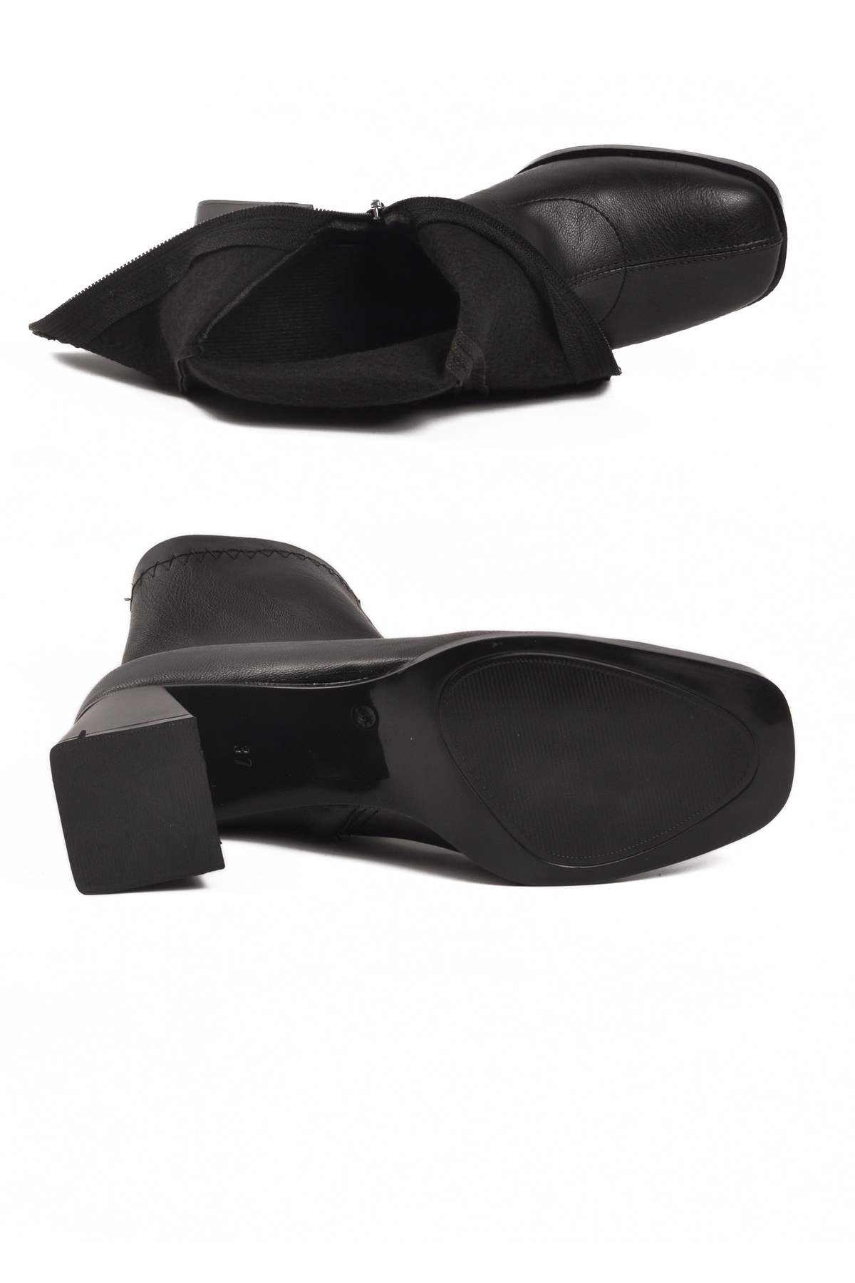 A Spor A Spor Aspor Siyah Polarlı Fermuarlı Streç Kadın Topuklu Bot | Flo Siyah - 6. görsel