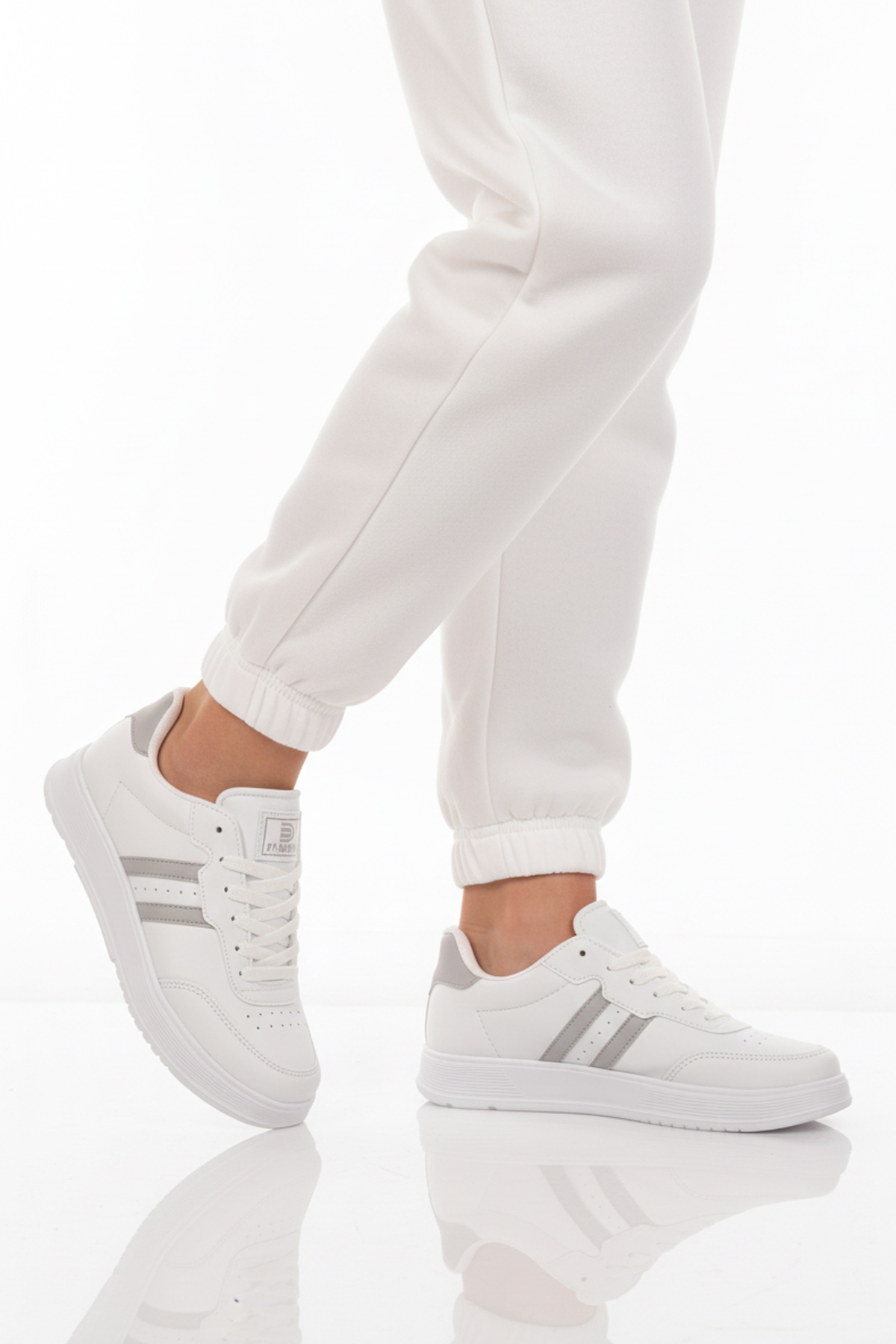 A Spor A Spor Aspor Beyaz Gri Bağcıklı Unisex Spor Ayakkabı Sneaker | Flo Beyaz - 2. görsel