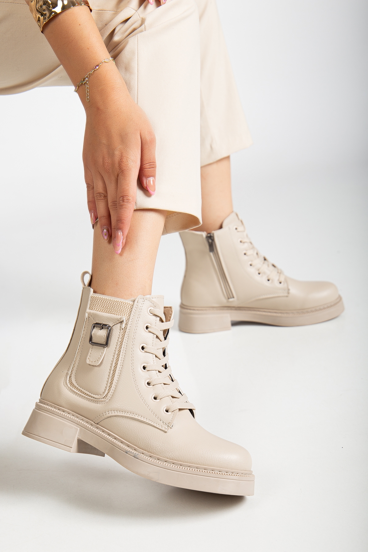 Daxtors Daxtors Bej D1780 Soğuk Geçirmez Kışlık Kadın Bot &amp; Bootie | Flo Bej - 2. görsel