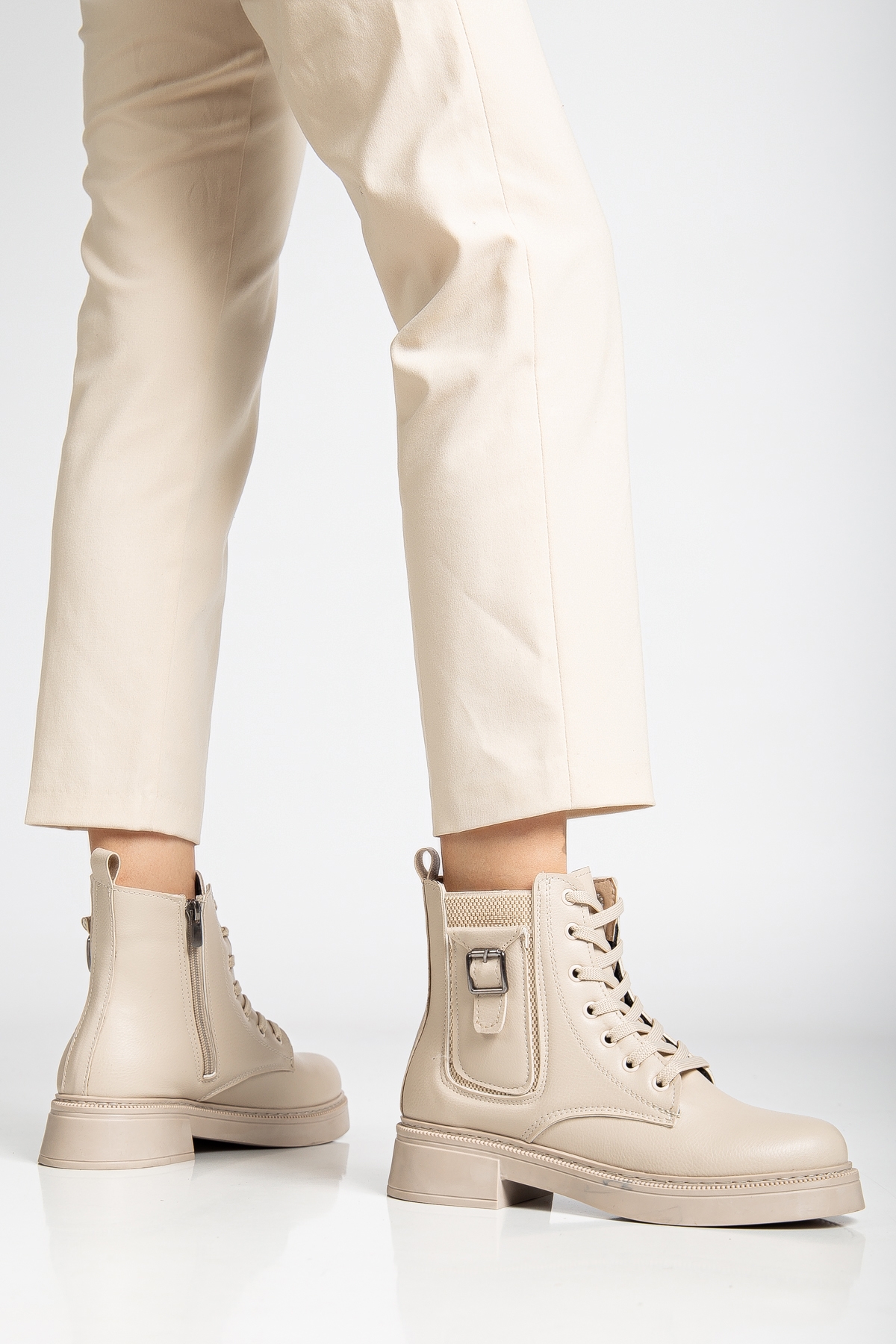 Daxtors Daxtors Bej D1780 Soğuk Geçirmez Kışlık Kadın Bot &amp; Bootie | Flo Bej - 5. görsel