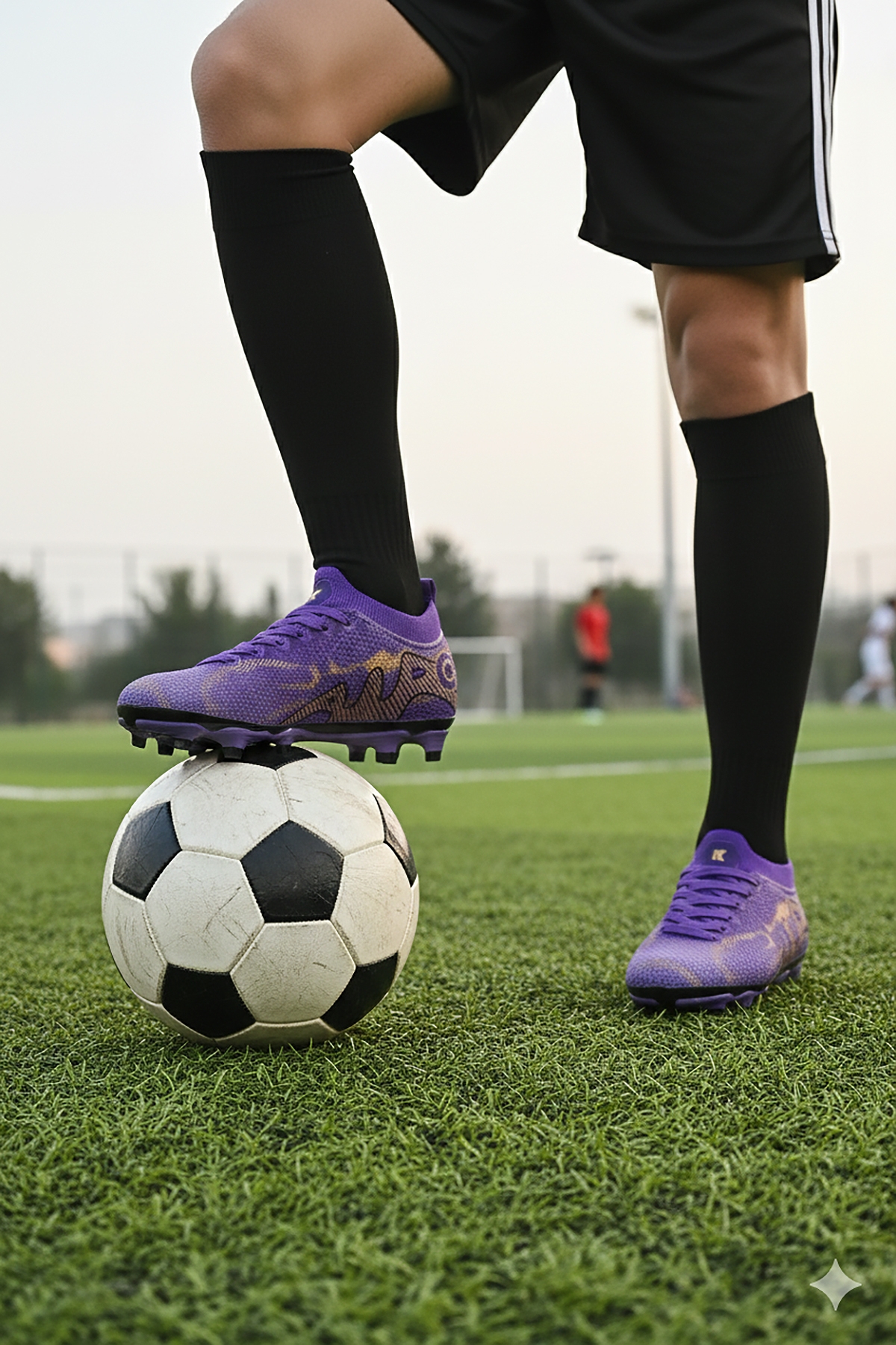 Mila Krampon Çim Saha Erkek Çocuk Futbol Ayakkabı Mor - Altın - Görsel 4