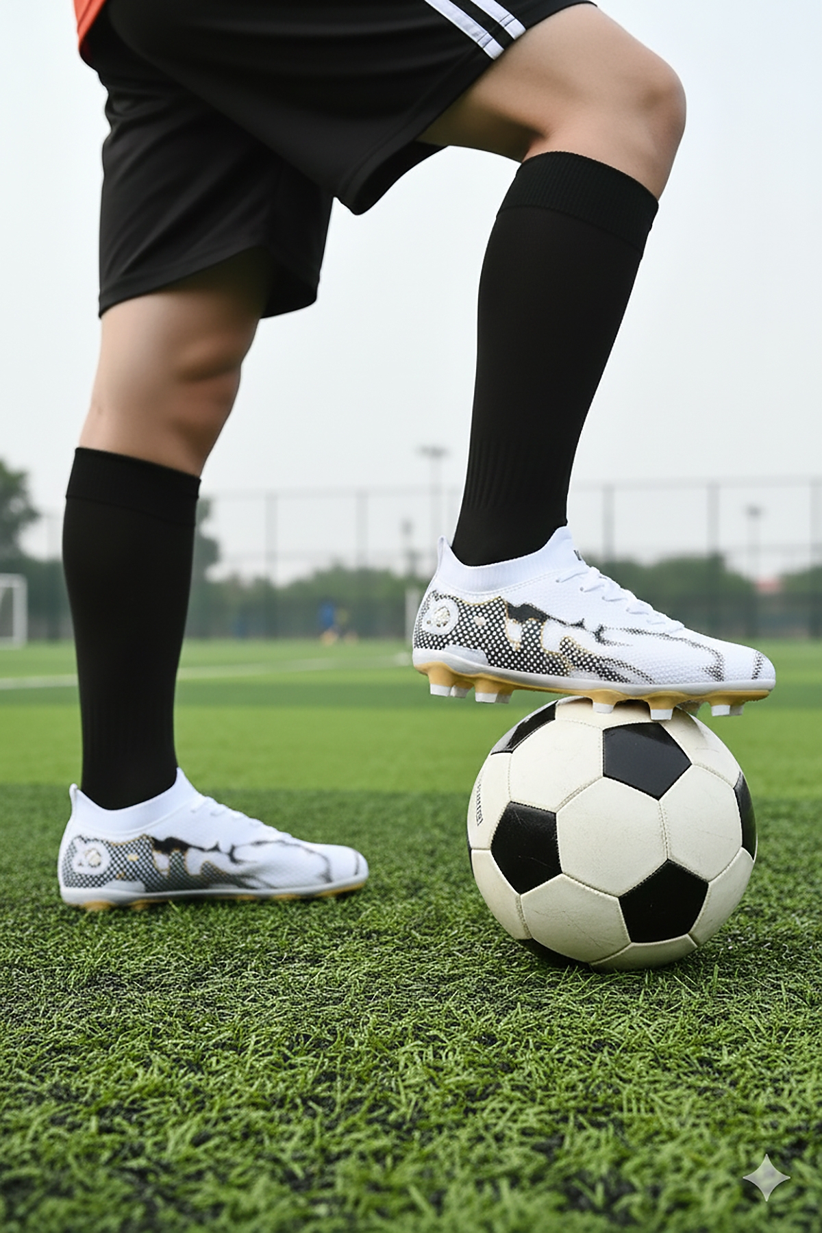 Mila Krampon Çim Saha Erkek Çocuk Futbol Ayakkabı Beyaz - Altın - Görsel 4